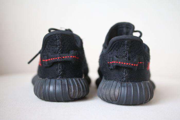 ADIDAS YEEZY KIDS BOOST 350 CORE BLACK RED TRAINERS EU 23.5 UK 6.5 - Image 3