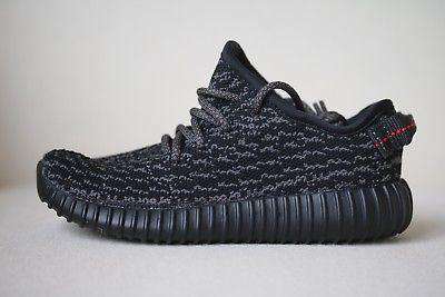 ADIDAS YEEZY KIDS BOOST 350 PIRATE BLACK TRAINERS EU 26 UK 8.5K - Image 4