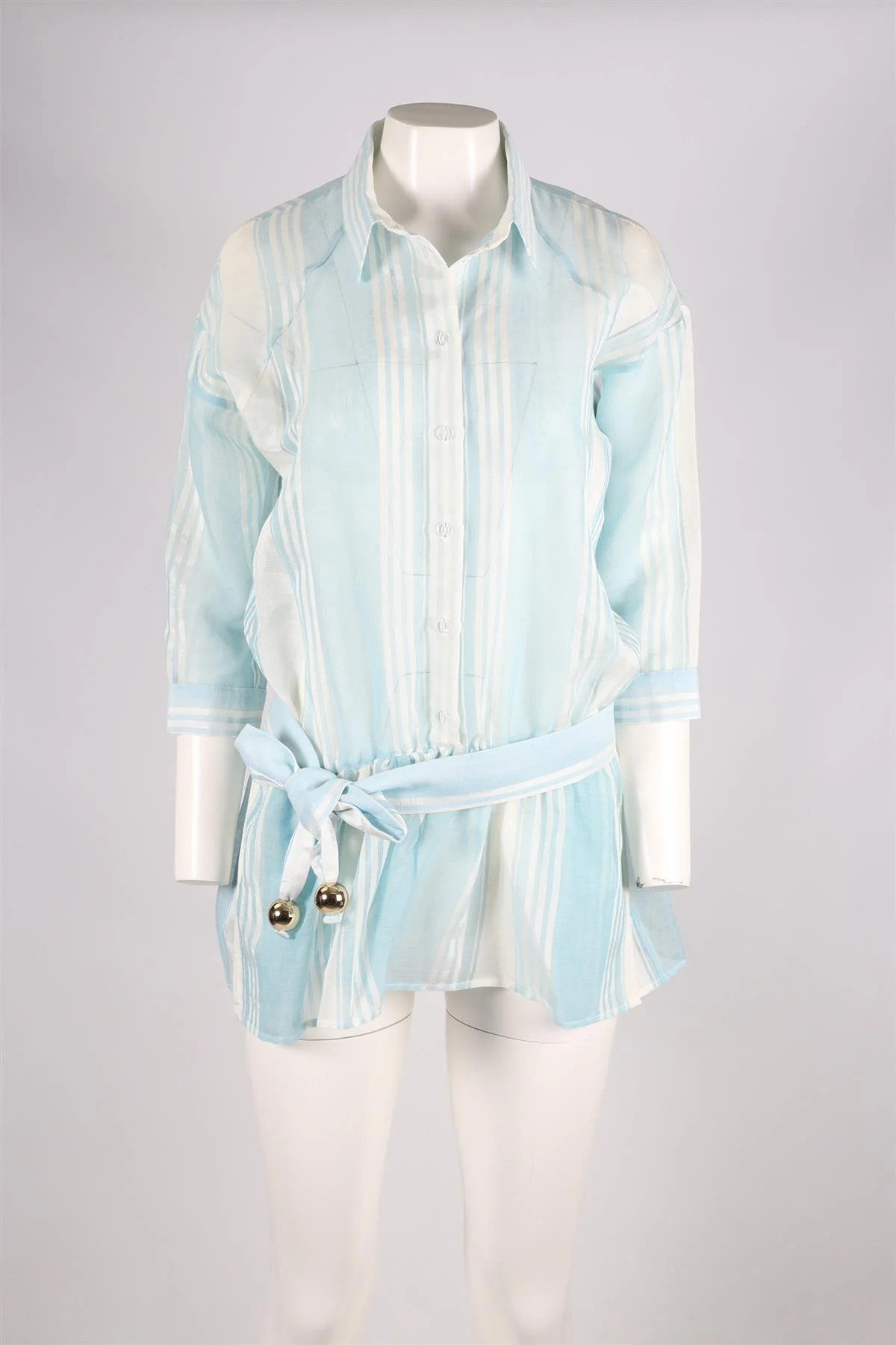 ADMONA BLUE AND WHITE WOOL BLEND PLAYSUIT LARGE - Image 2