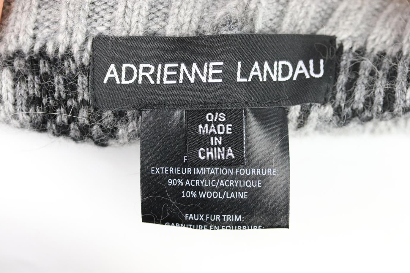 ADRIENNE LANDAU FAUX FUR TRIMMED JACQUARD KNIT BEANIE ONE SIZE - Image 6