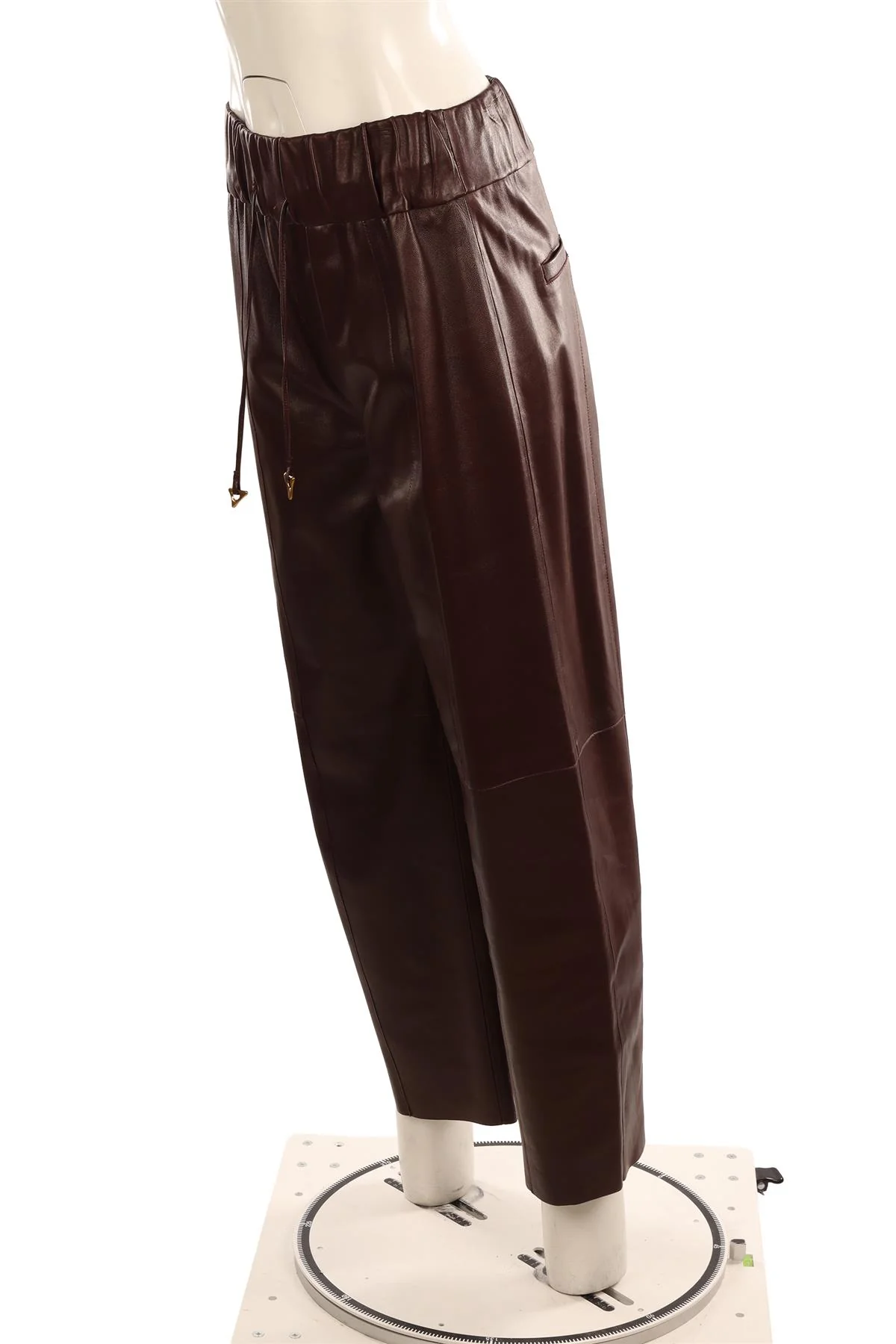 AERON BURGUNDY LEATHER BARREL LEG PANTS SMALL - Image 3