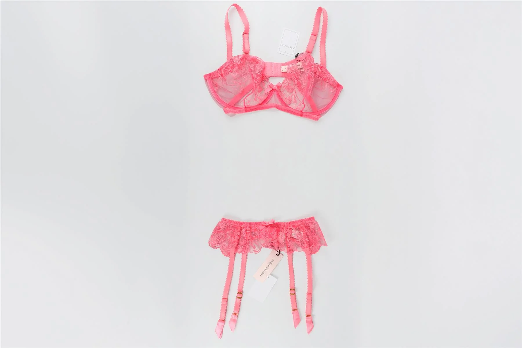 AGENT PROVOCATEUR PINK BRA AND SUSPENDER SET UK 34 E/1 - Image 2