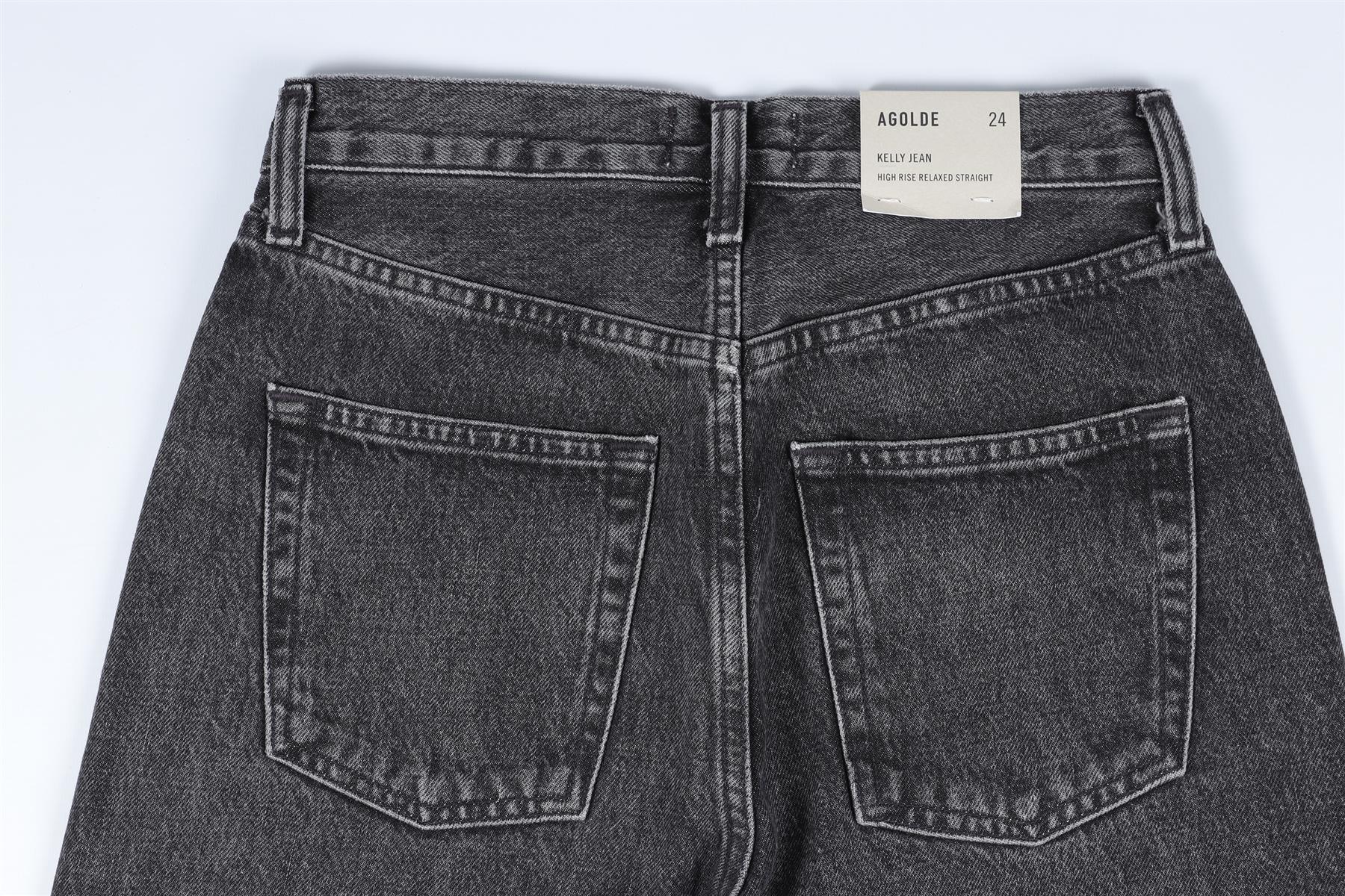 AGOLDE BLACK HIGH RISE STRAIGHT LEG JEANS W24 UK 6 - Image 5