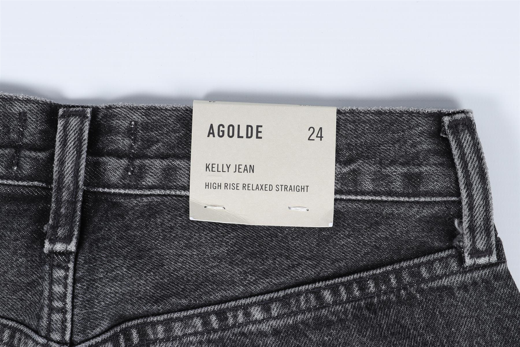 AGOLDE BLACK HIGH RISE STRAIGHT LEG JEANS W24 UK 6 - Image 6