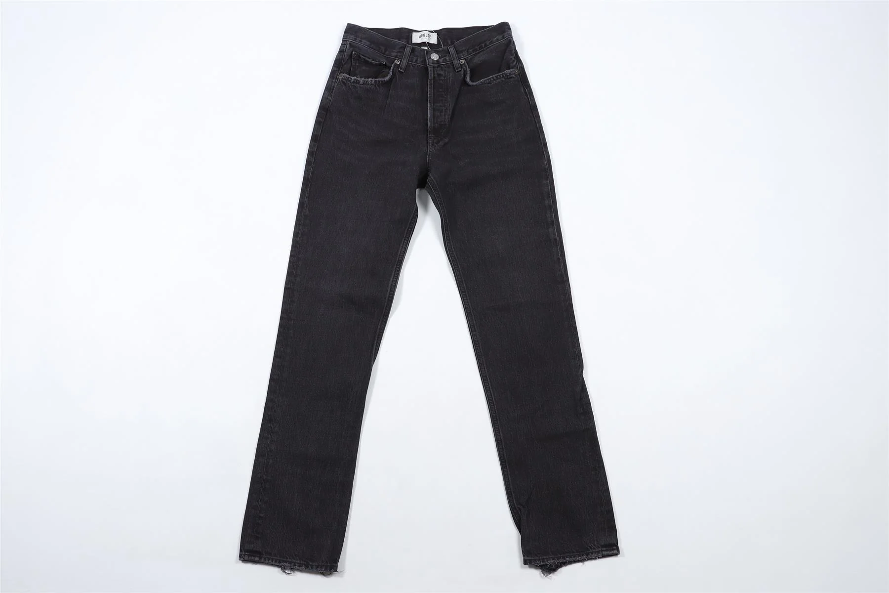 AGOLDE BLACK HIGH RISE STRAIGHT LEG JEANS W24 UK 6 - Image 2