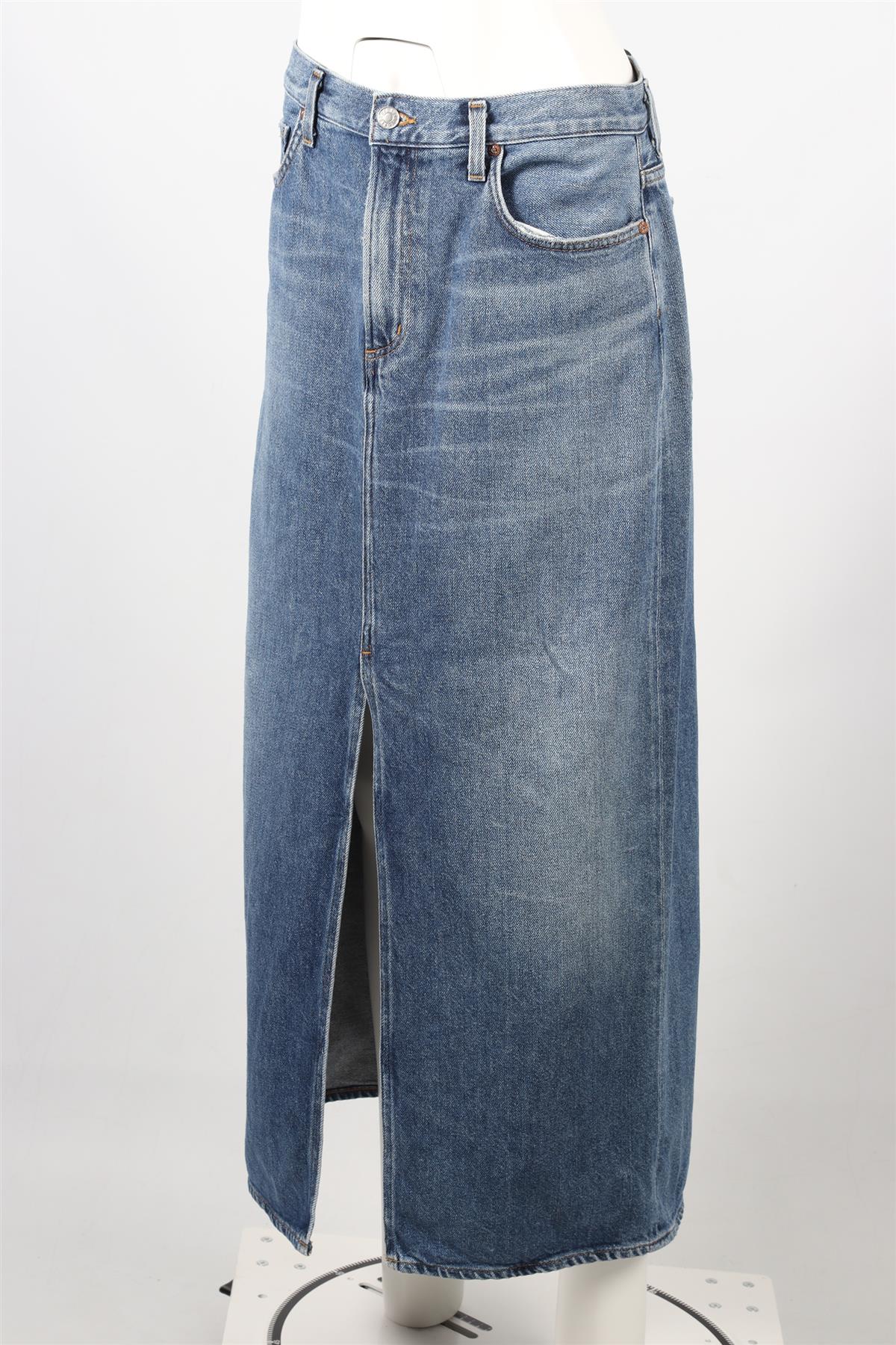 AGOLDE BLUE DENIM MAXI SKIRT W27 UK 8-10 - Image 3