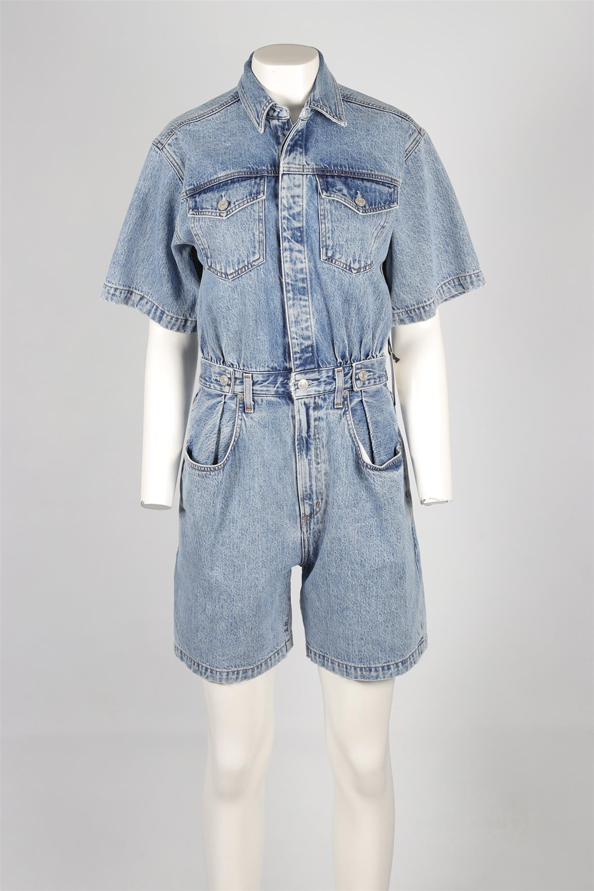 AGOLDE BLUE DENIM PLAYSUIT US 4 UK 8 - Image 2