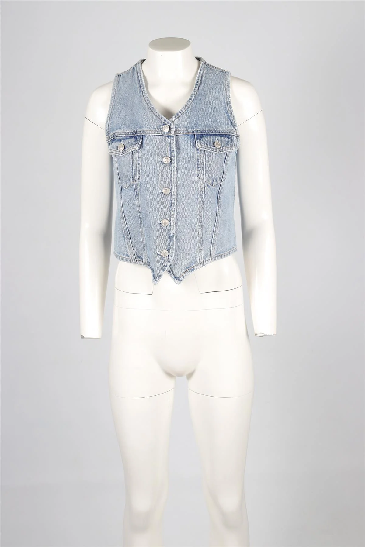 AGOLDE BLUE DENIM WAISTCOAT SMALL - Image 2