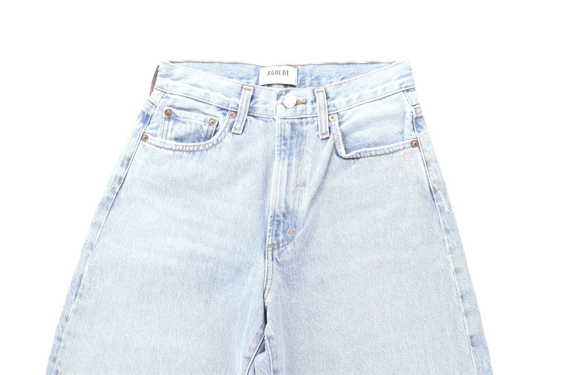 AGOLDE BLUE HIGH RISE BARREL LEG JEANS W24 UK 6 - Image 3