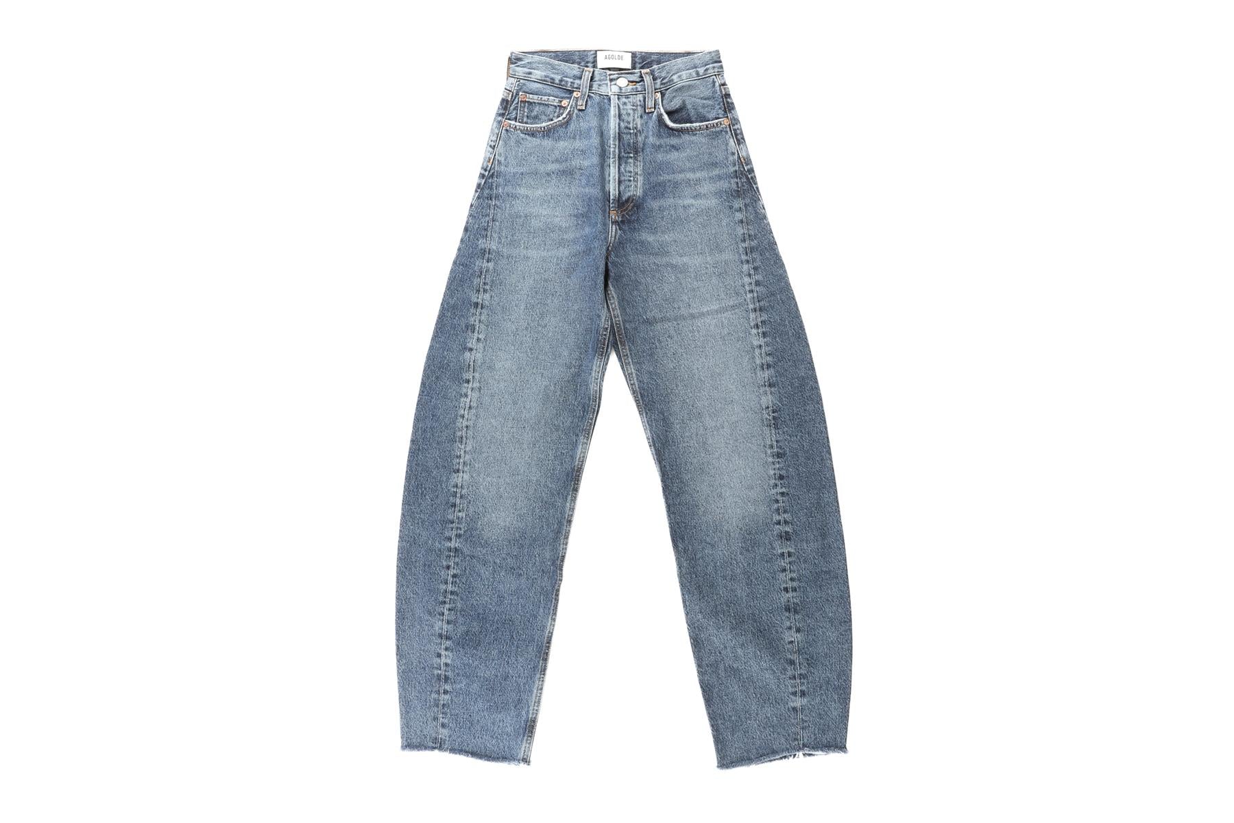AGOLDE BLUE HIGH RISE BARREL LEG JEANS W24 UK 6 - Image 2