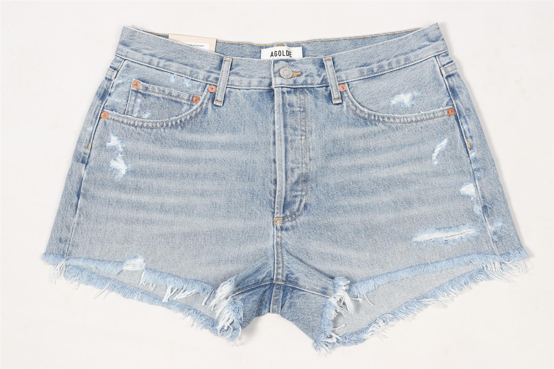 AGOLDE BLUE HIGH RISE DENIM SHORTS W28 UK 10 - Image 2