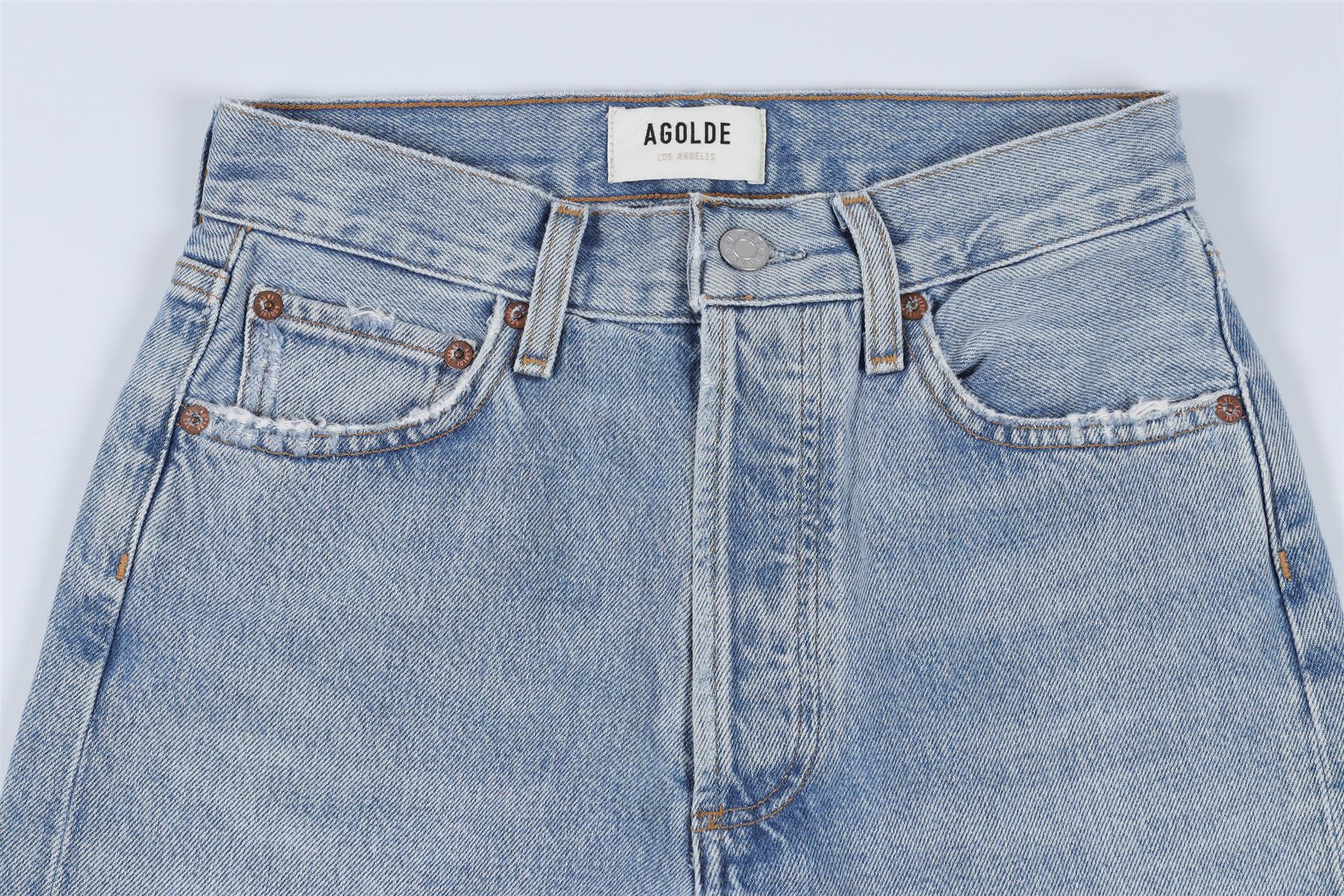 AGOLDE BLUE HIGH RISE STRAIGHT LEG JEANS W24 UK 6 - Image 3