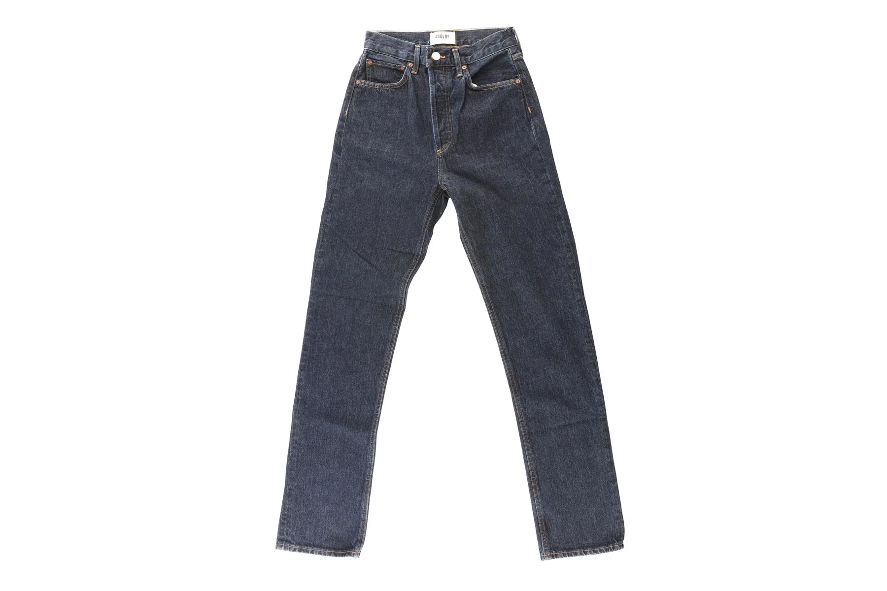 AGOLDE BLUE HIGH RISE STRAIGHT LEG JEANS W24 UK 6 - Image 2