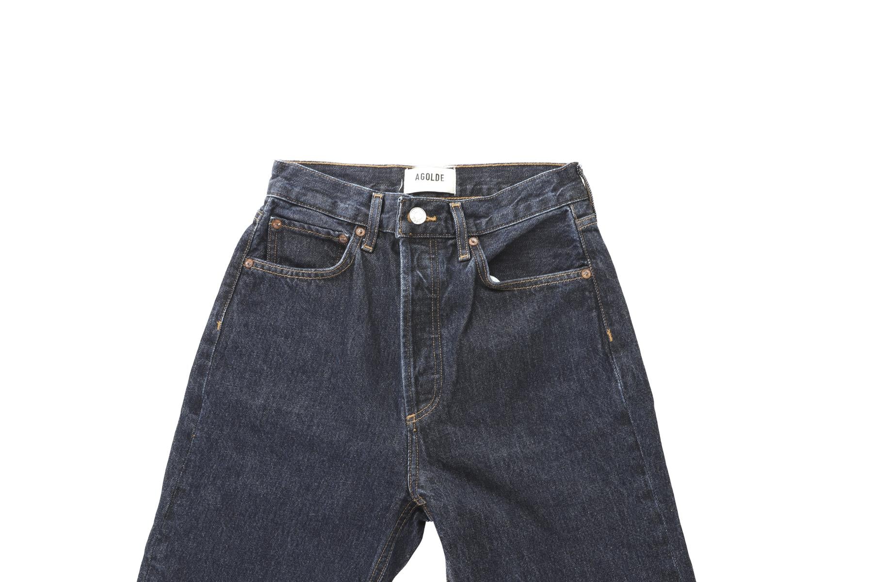 AGOLDE BLUE HIGH RISE STRAIGHT LEG JEANS W24 UK 6 - Image 3