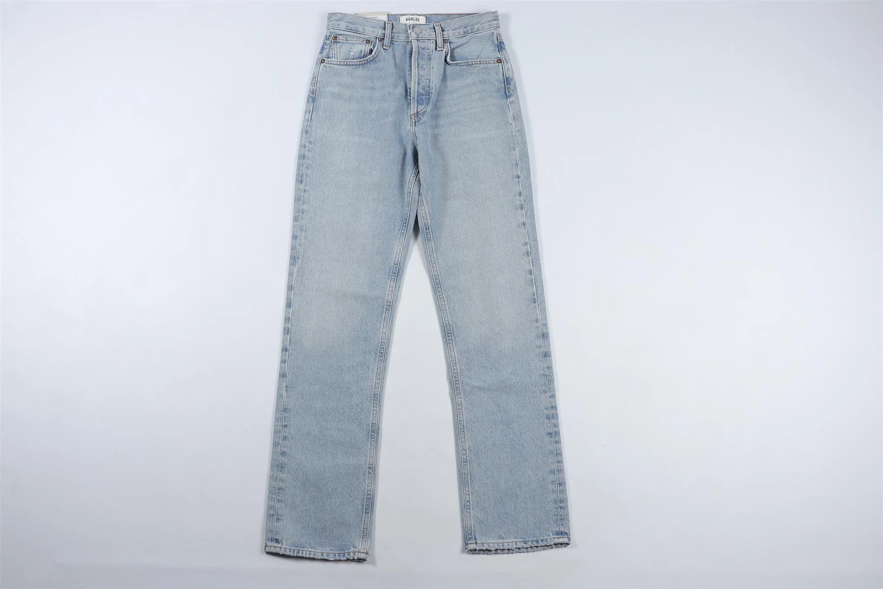 AGOLDE BLUE HIGH RISE STRAIGHT LEG JEANS W24 UK 6 - Image 2