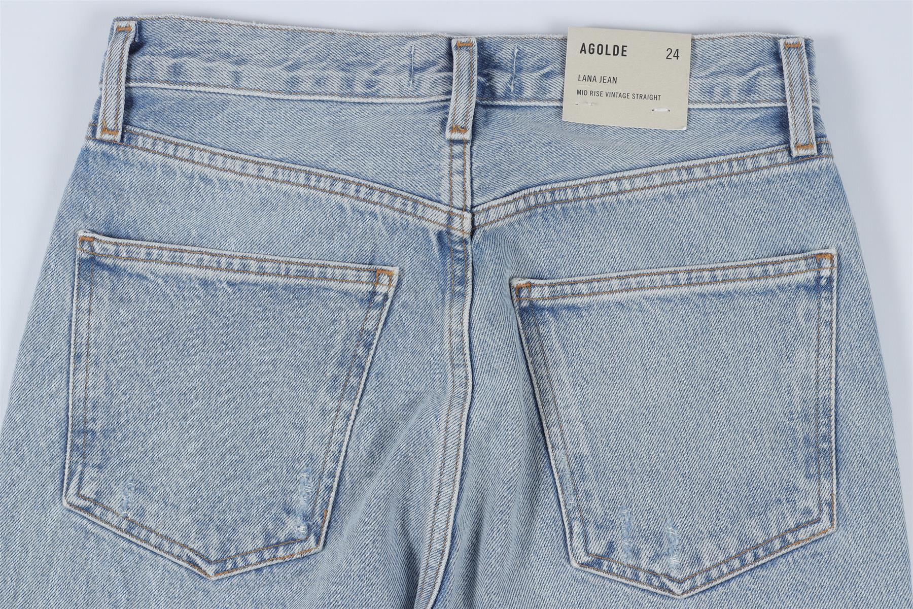 AGOLDE BLUE HIGH RISE STRAIGHT LEG JEANS W24 UK 6 - Image 5