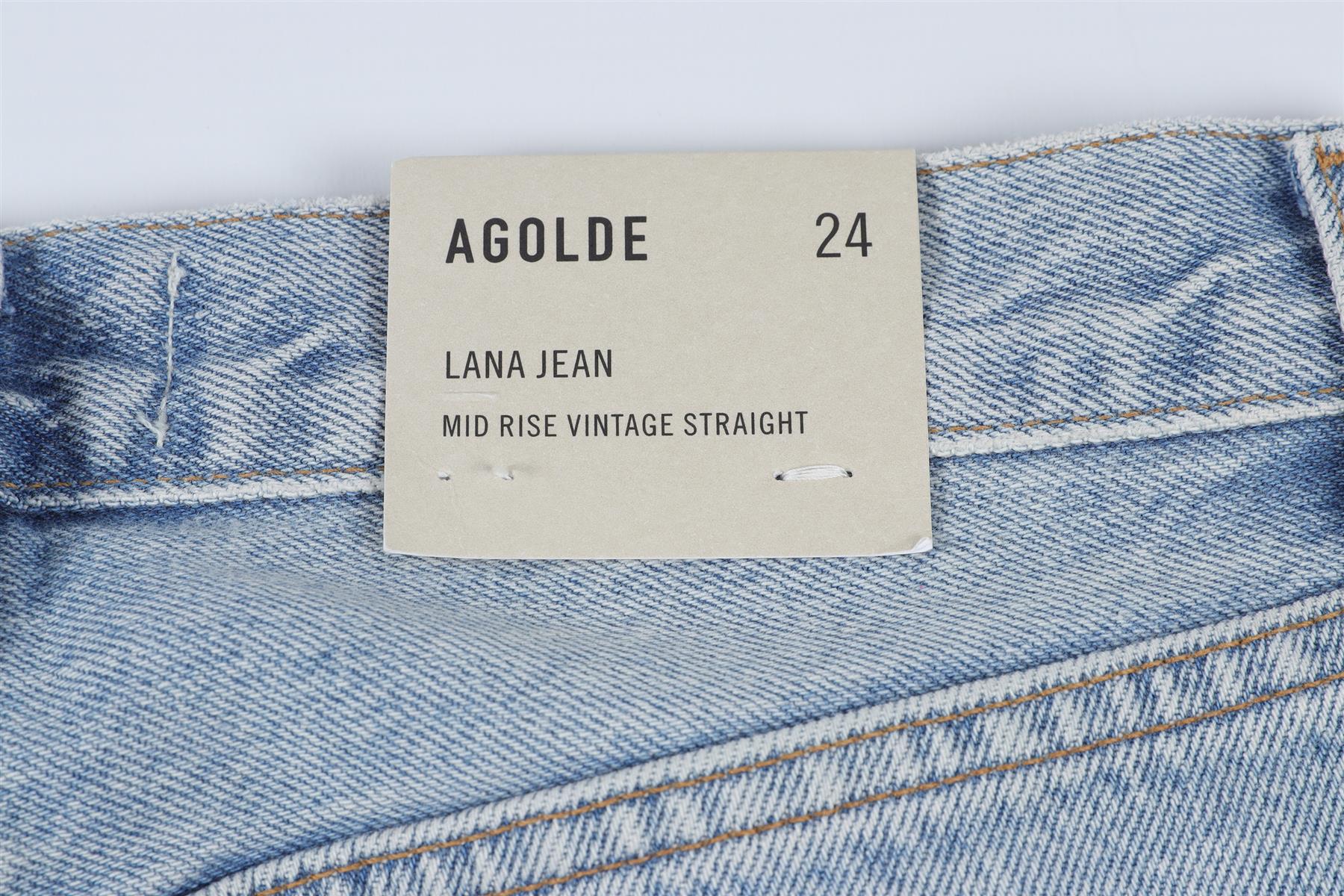AGOLDE BLUE HIGH RISE STRAIGHT LEG JEANS W24 UK 6 - Image 6