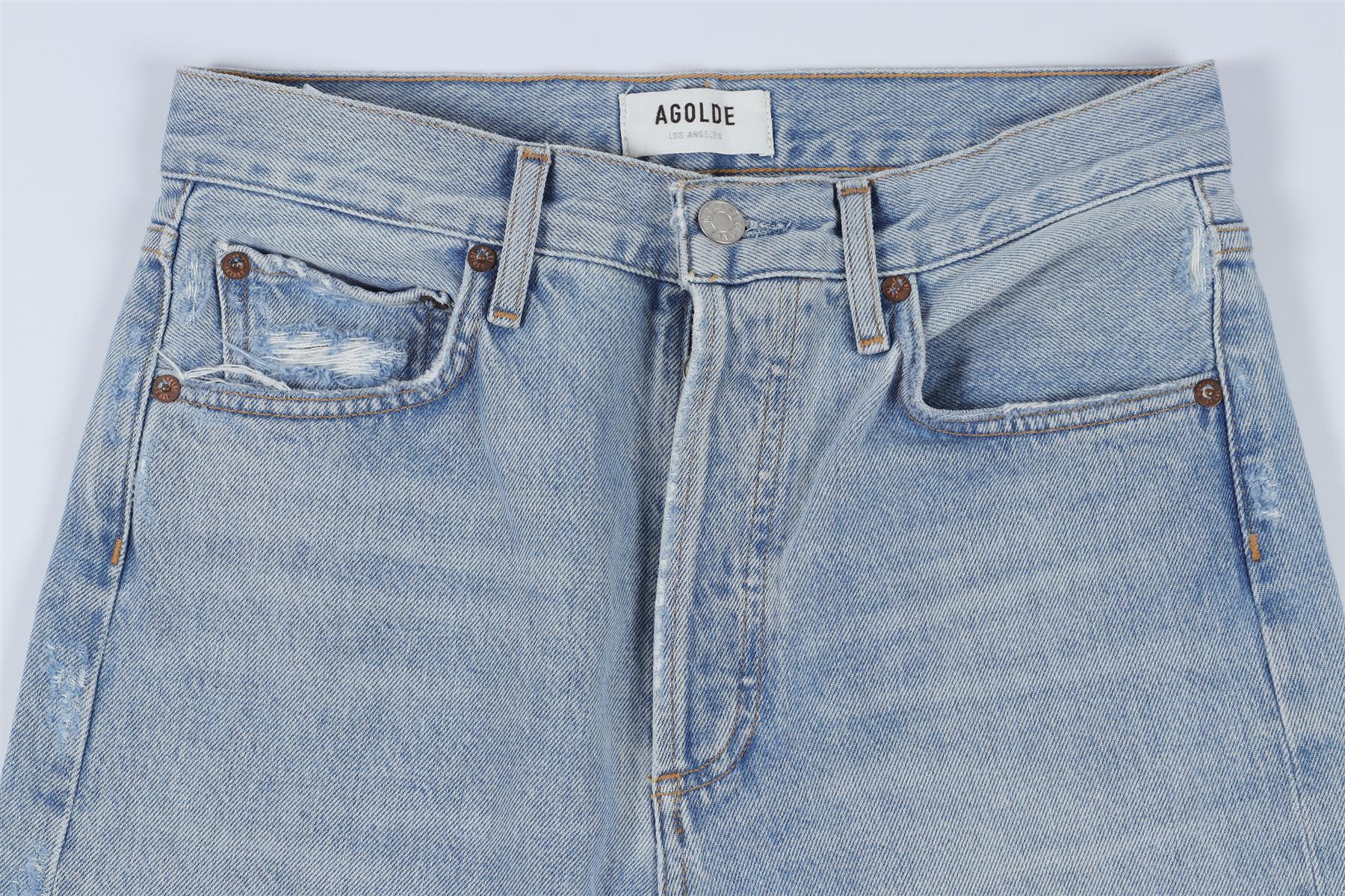 AGOLDE BLUE HIGH RISE STRAIGHT LEG JEANS W24 UK 6 - Image 3