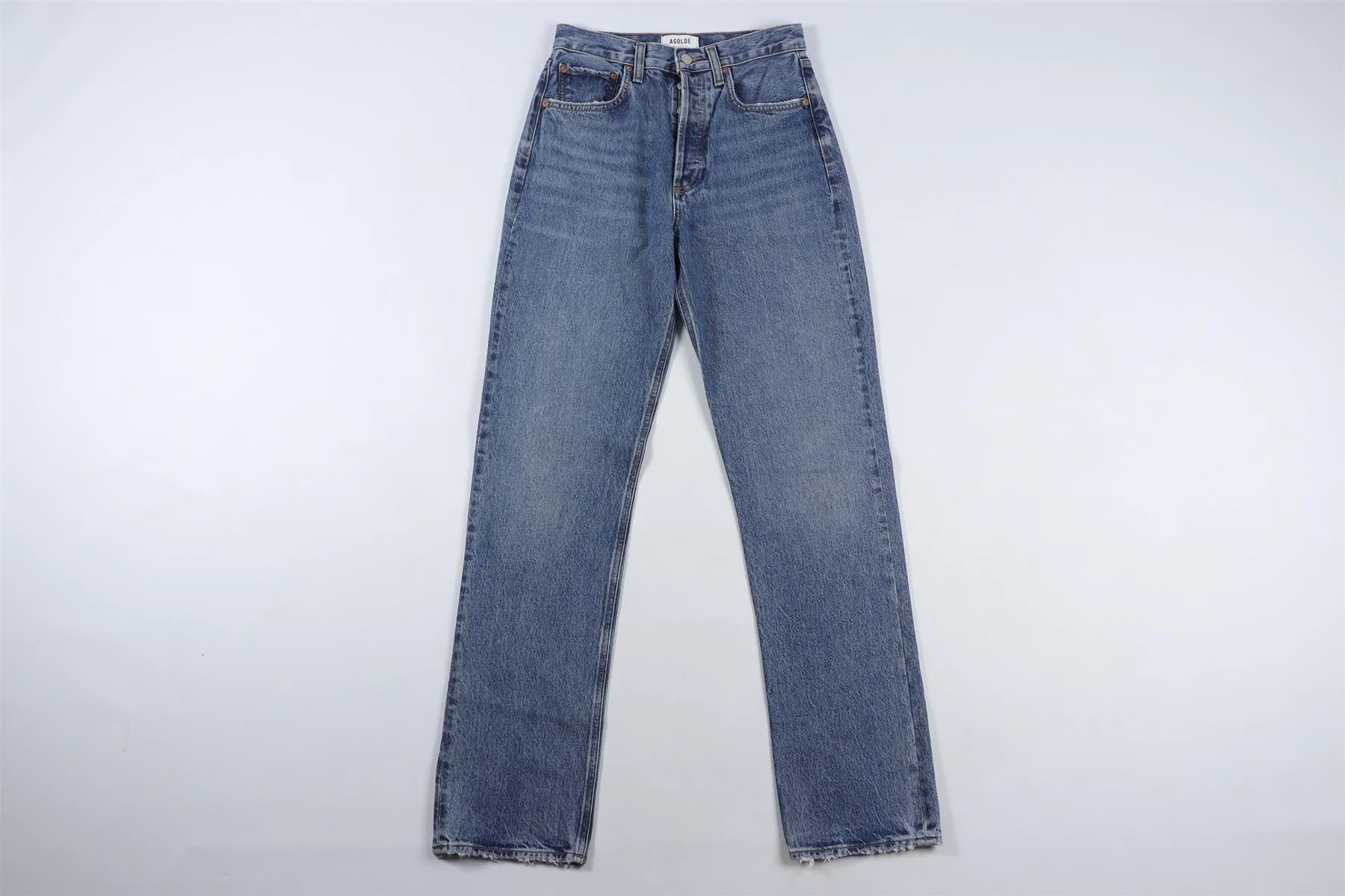 AGOLDE BLUE HIGH RISE STRAIGHT LEG JEANS W24 UK 6 - Image 2