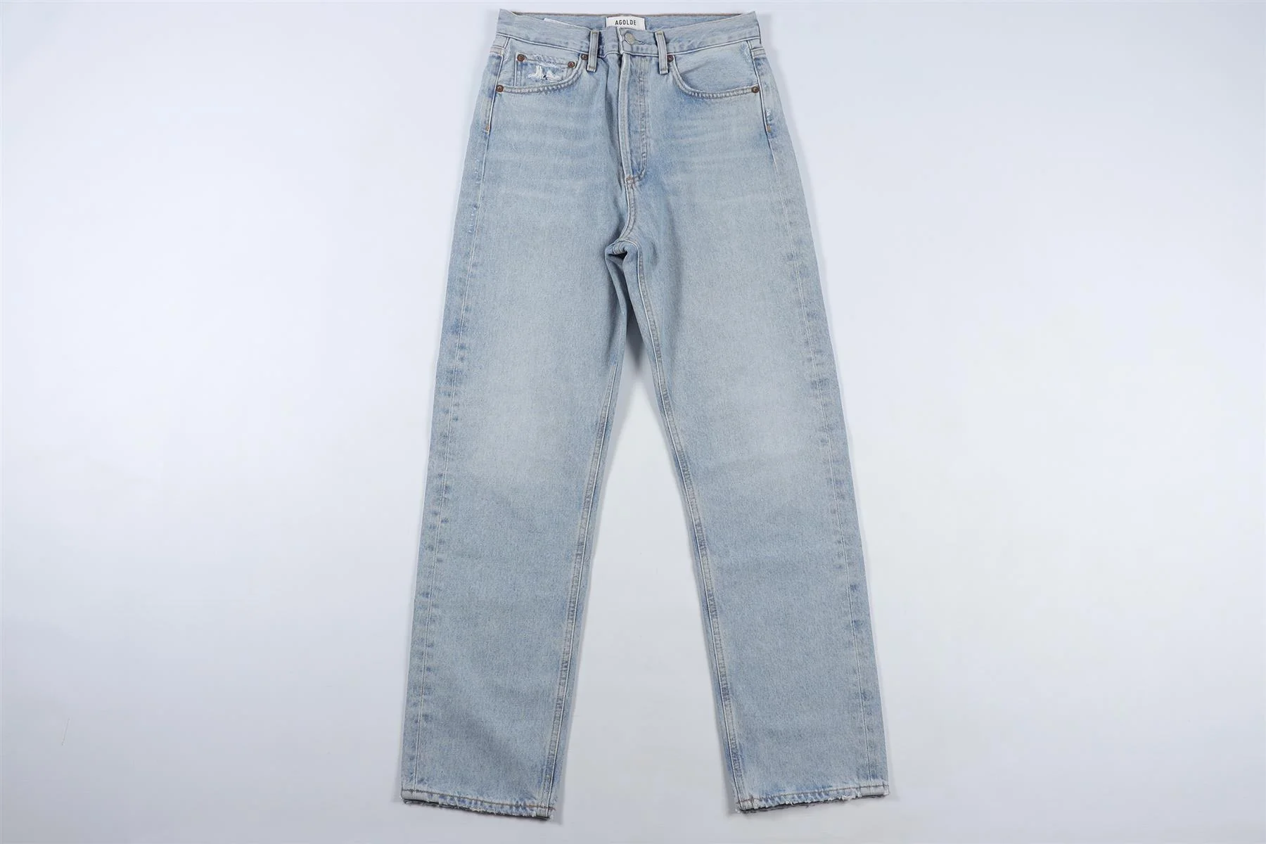 AGOLDE BLUE HIGH RISE STRAIGHT LEG JEANS W24 UK 6 - Image 2