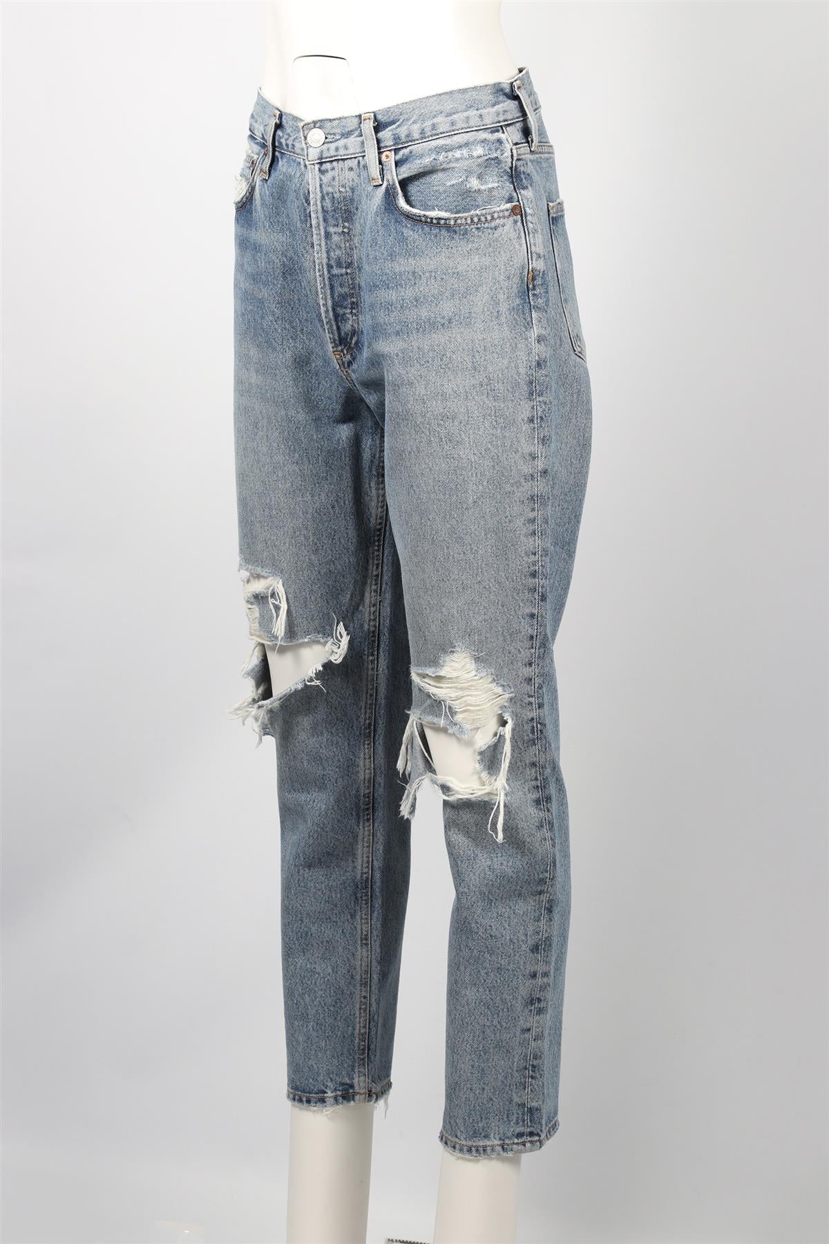 AGOLDE BLUE HIGH RISE STRAIGHT LEG JEANS W27 UK 8-10 - Image 3