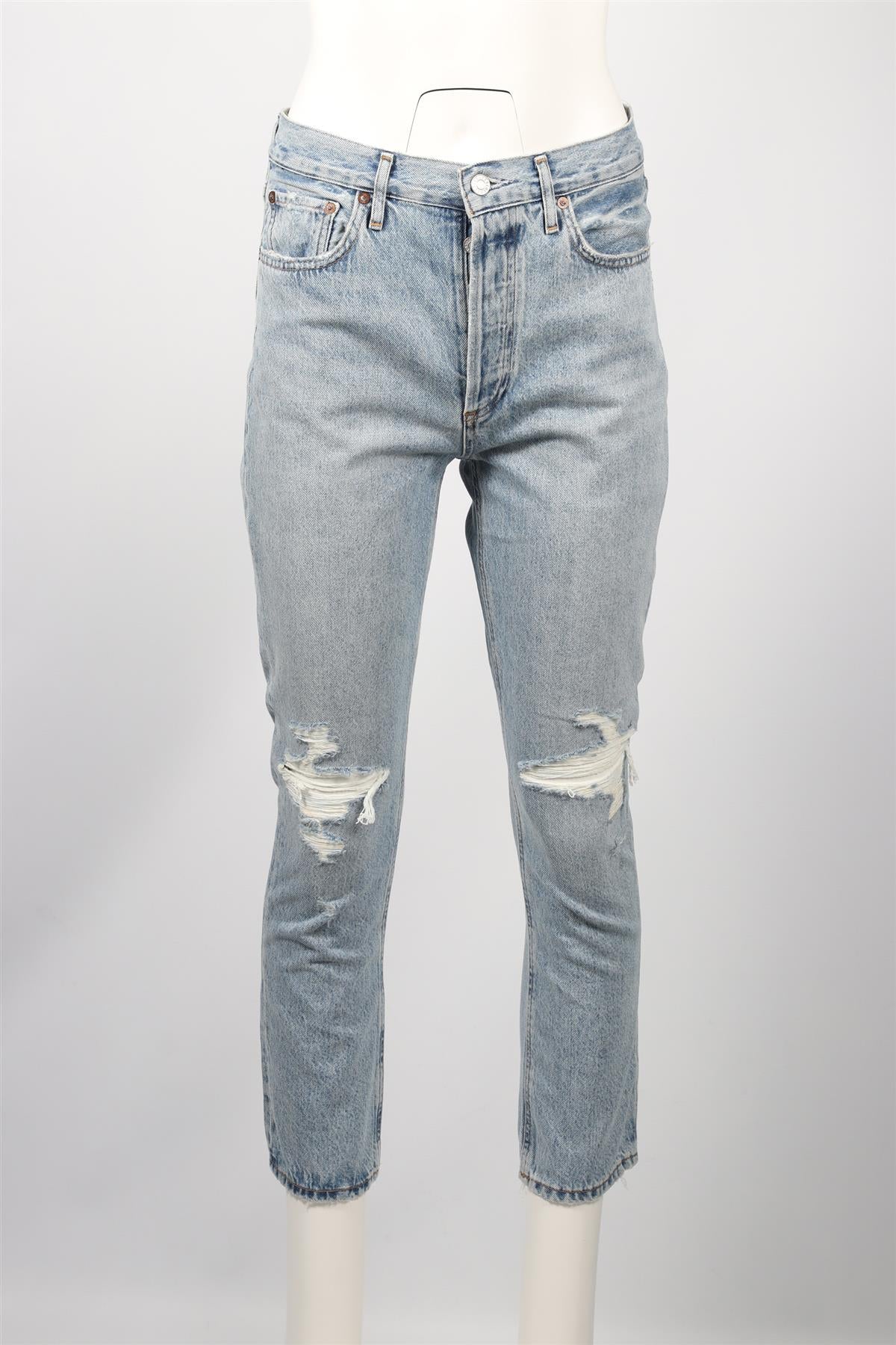AGOLDE BLUE HIGH RISE STRAIGHT LEG JEANS W27 UK 8-10 - Image 2