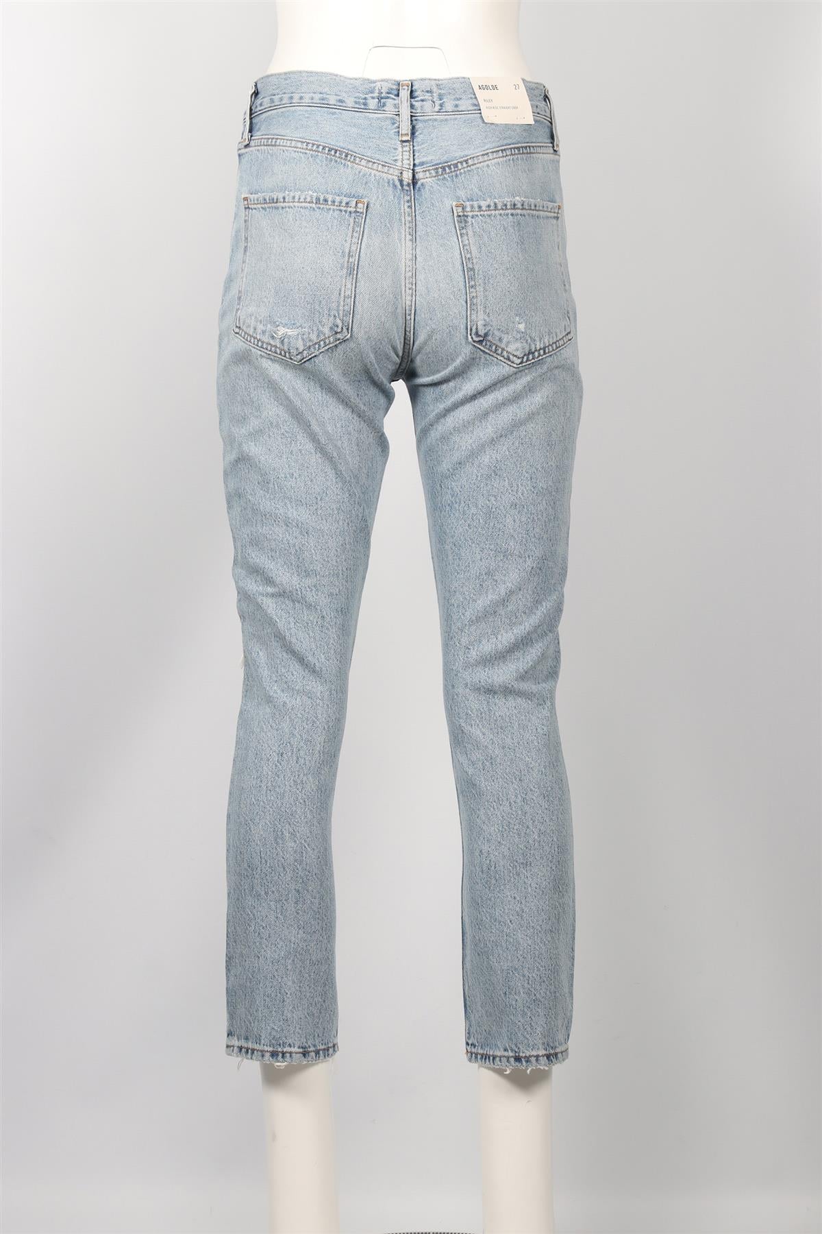 AGOLDE BLUE HIGH RISE STRAIGHT LEG JEANS W27 UK 8-10 - Image 4