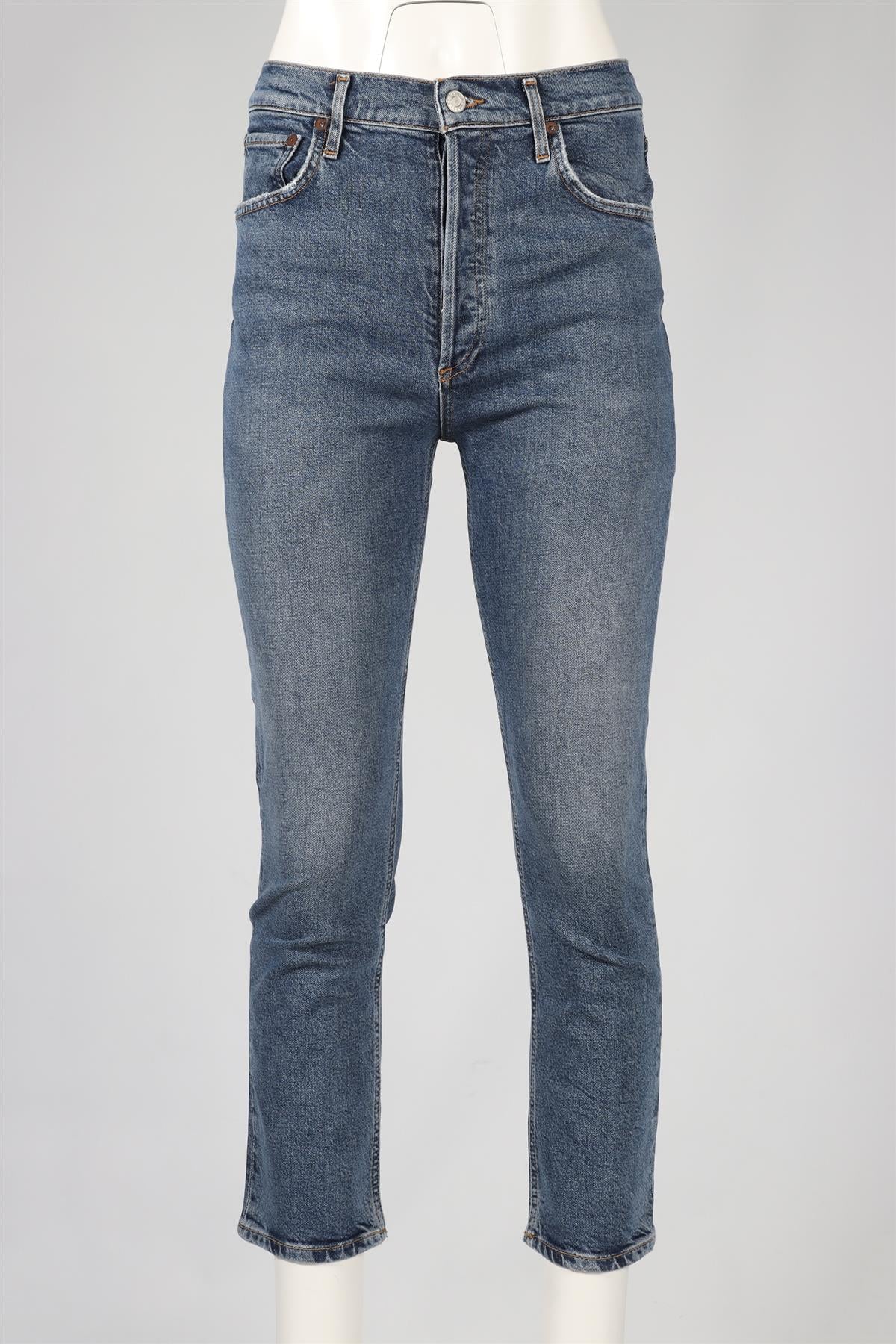 AGOLDE BLUE HIGH RISE STRAIGHT LEG JEANS W27 UK 8-10 - Image 2