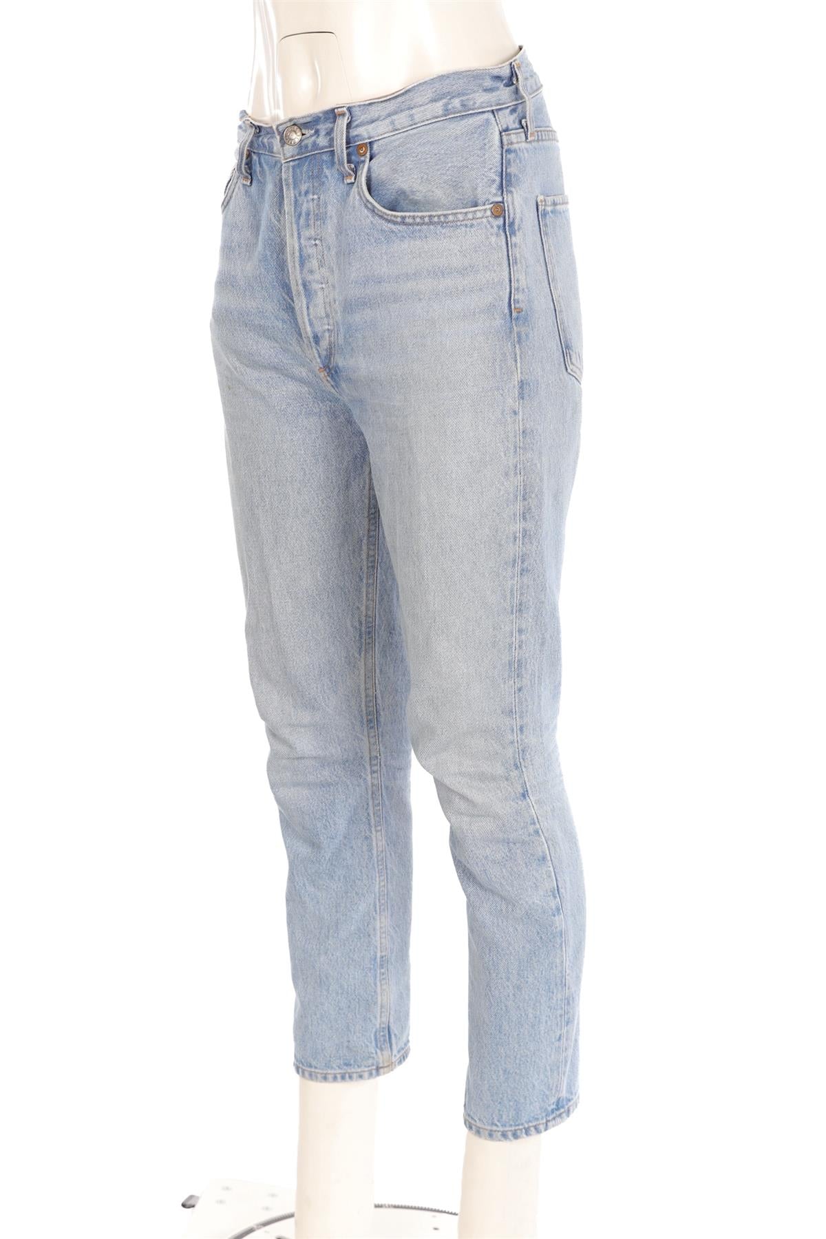 AGOLDE BLUE HIGH RISE STRAIGHT LEG JEANS W27 UK 8-10 - Image 3