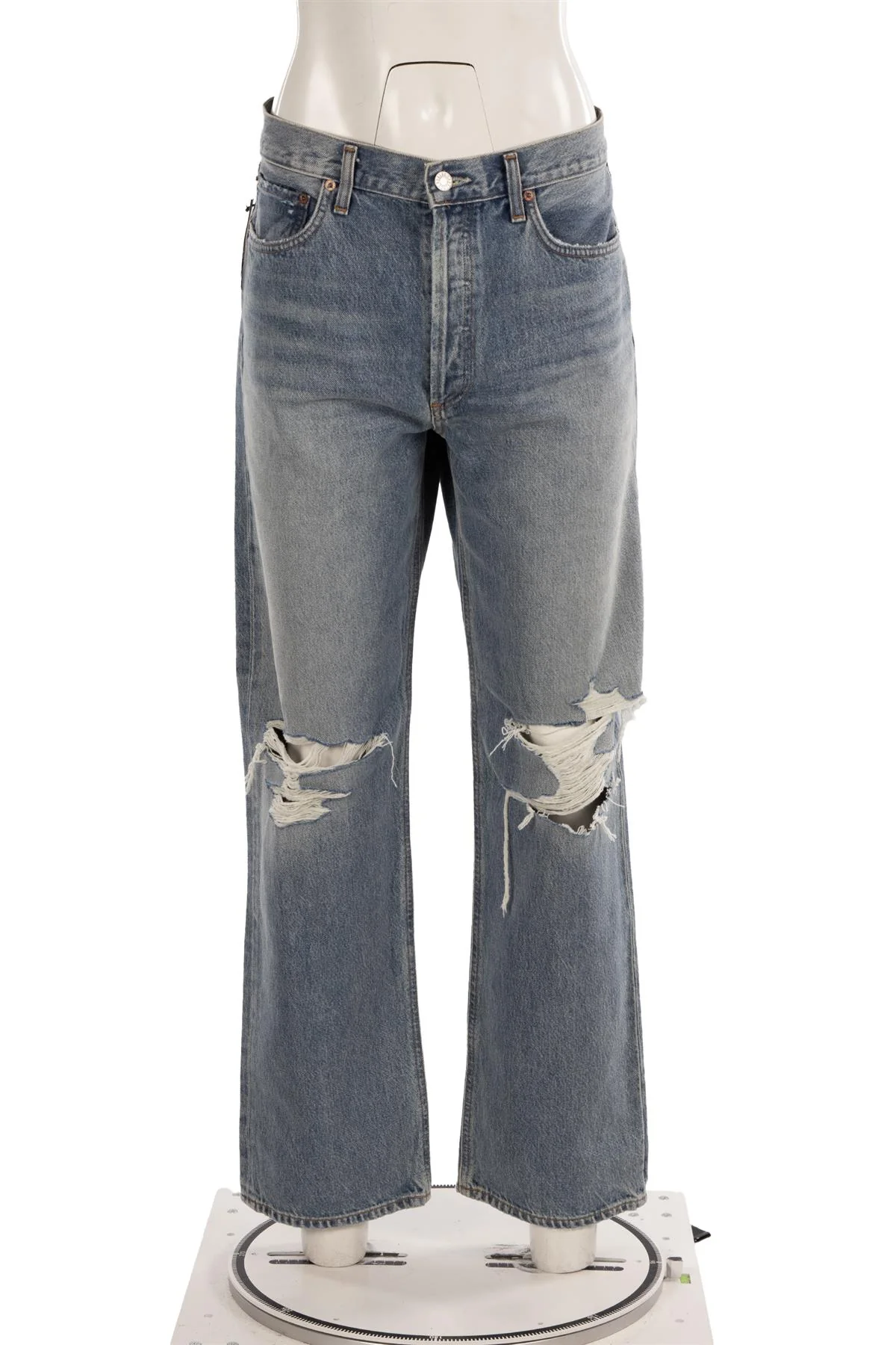 AGOLDE BLUE HIGH RISE STRAIGHT LEG JEANS W30 UK 12 - Image 2