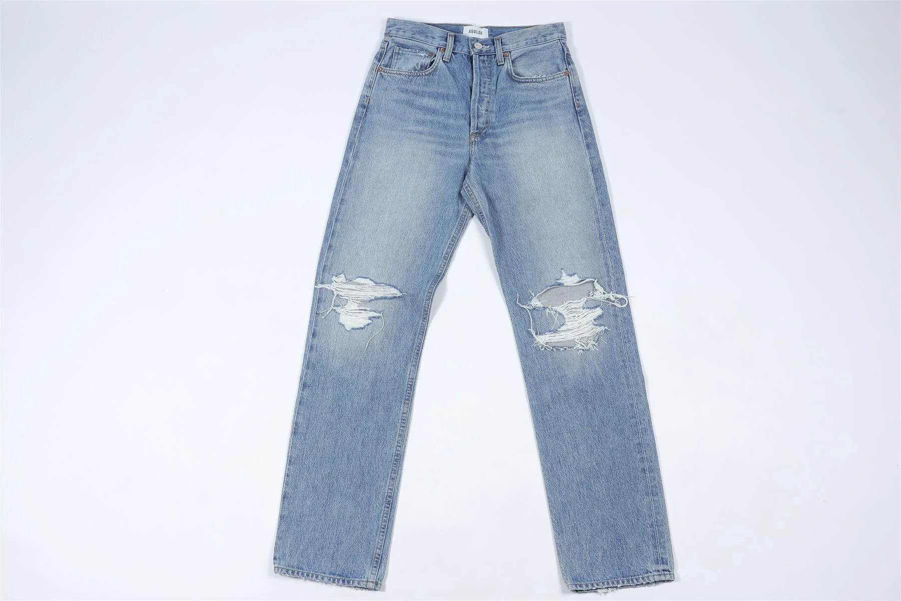 AGOLDE BLUE RIPPED DENIM JEANS W24 UK 6 - Image 2