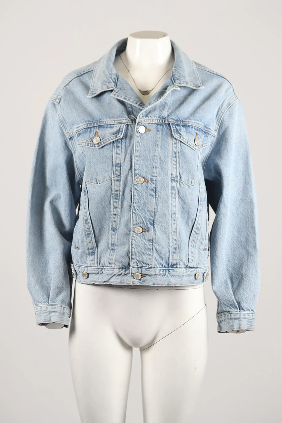 AGOLDE DISTRESSED DENIM JACKET SMALL - Image 2