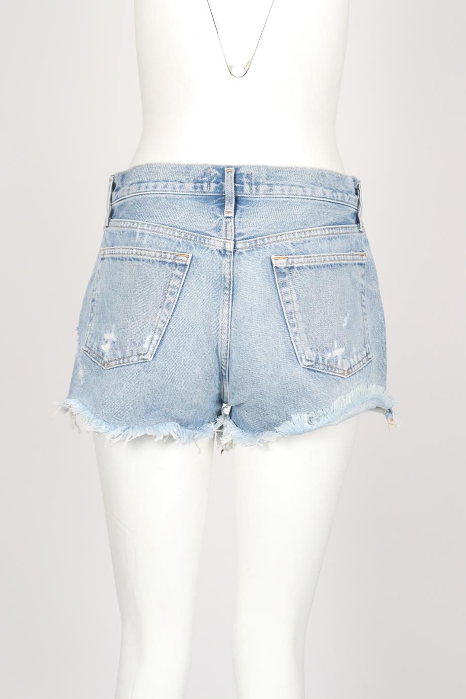 AGOLDE DISTRESSED HIGH RISE DENIM SHORTS W27 UK 8-10 - Image 4