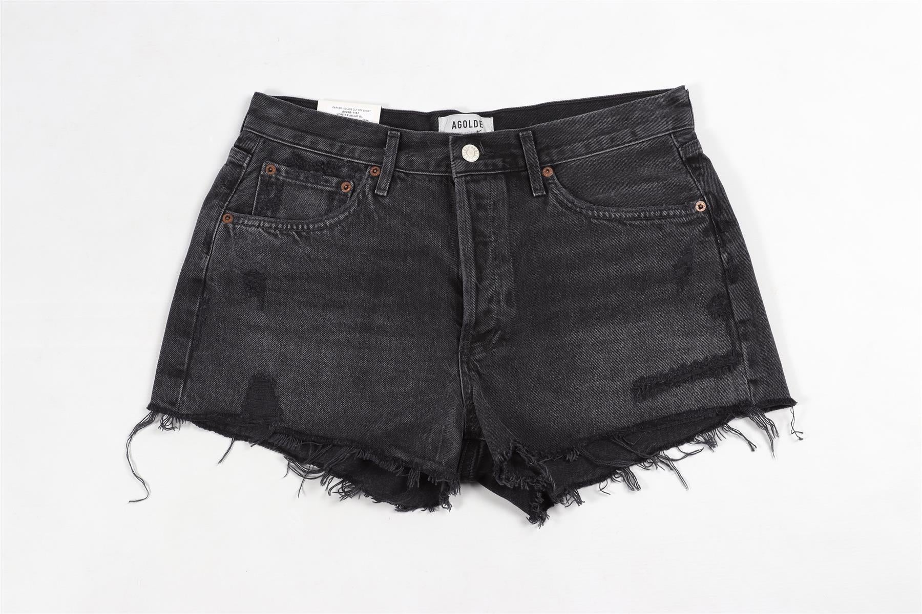 AGOLDE GREY HIGH RISE DENIM SHORTS W28 UK 10 - Image 2