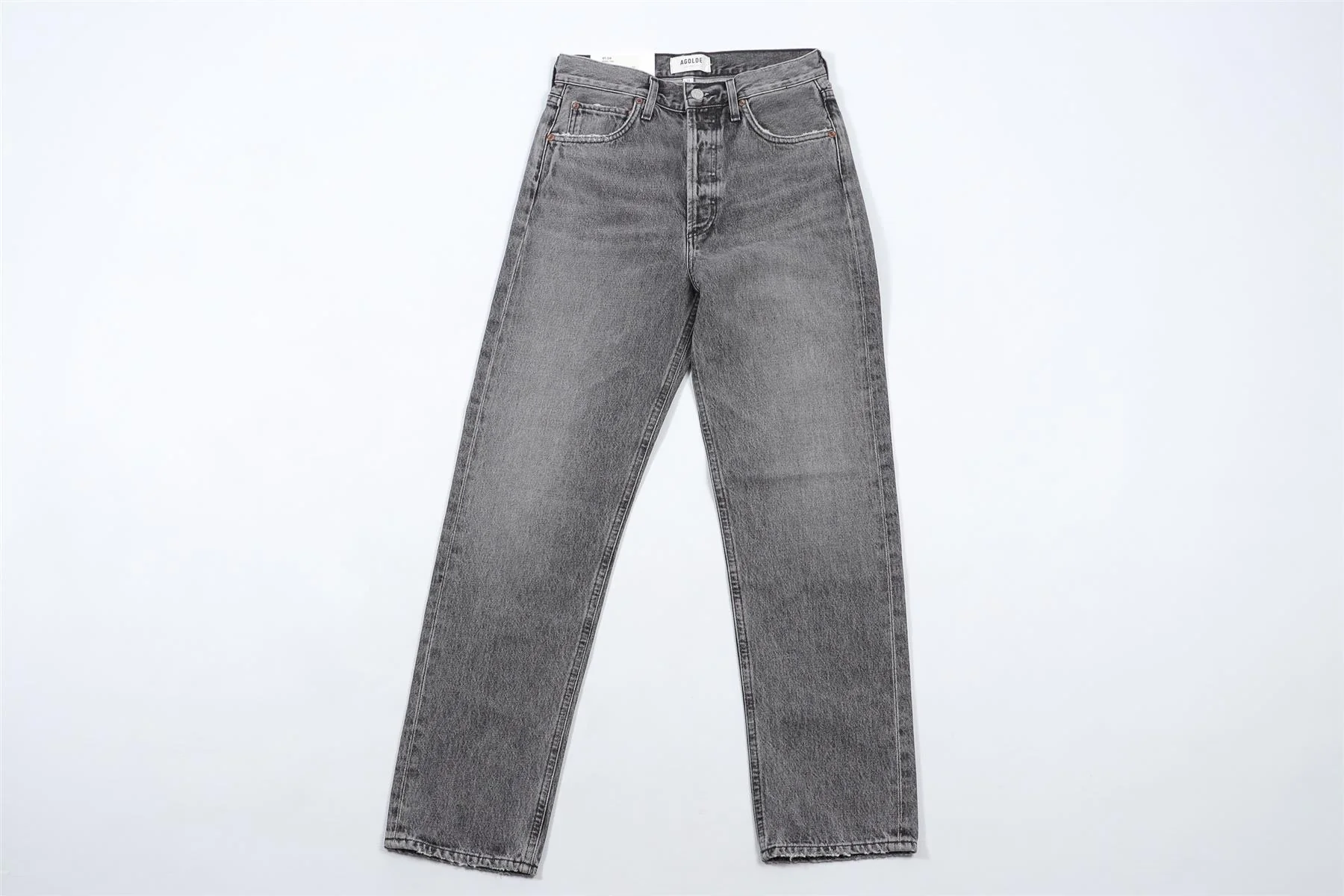AGOLDE GREY HIGH RISE STRAIGHT LEG JEANS W24 UK 6 - Image 2