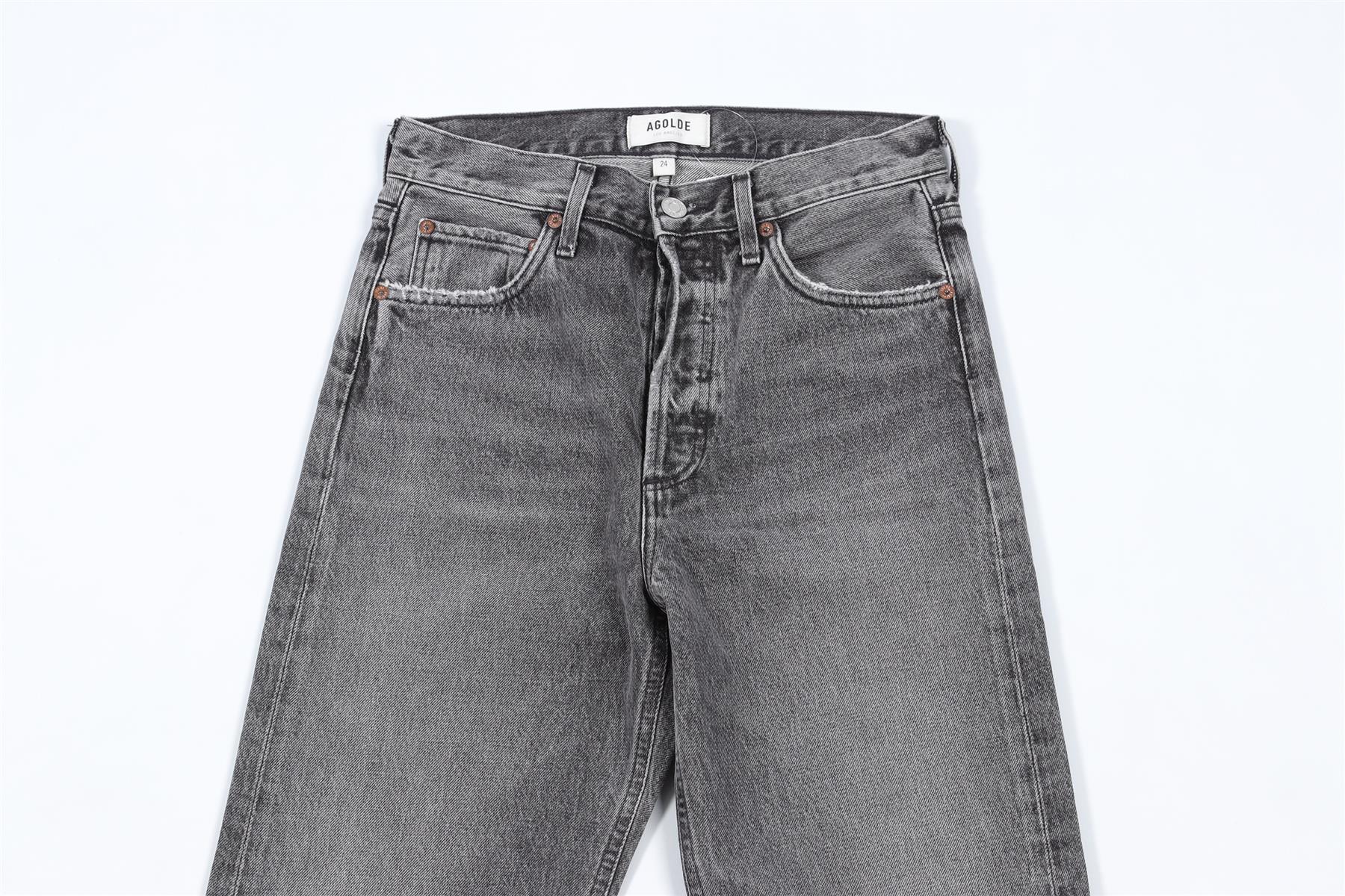 AGOLDE GREY HIGH RISE STRAIGHT LEG JEANS W24 UK 6 - Image 3