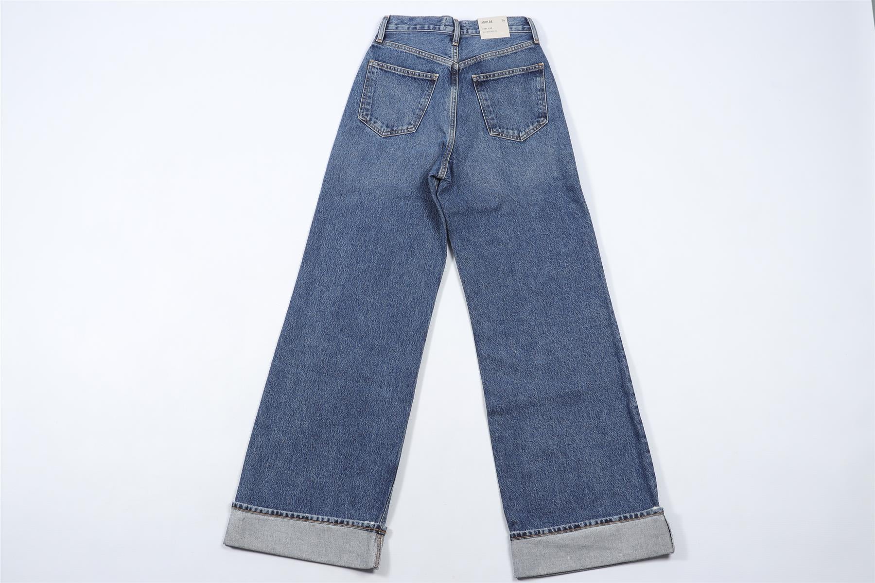 AGOLDE NAVY HIGH RISE WIDE LEG JEANS W24 UK 6 - Image 4