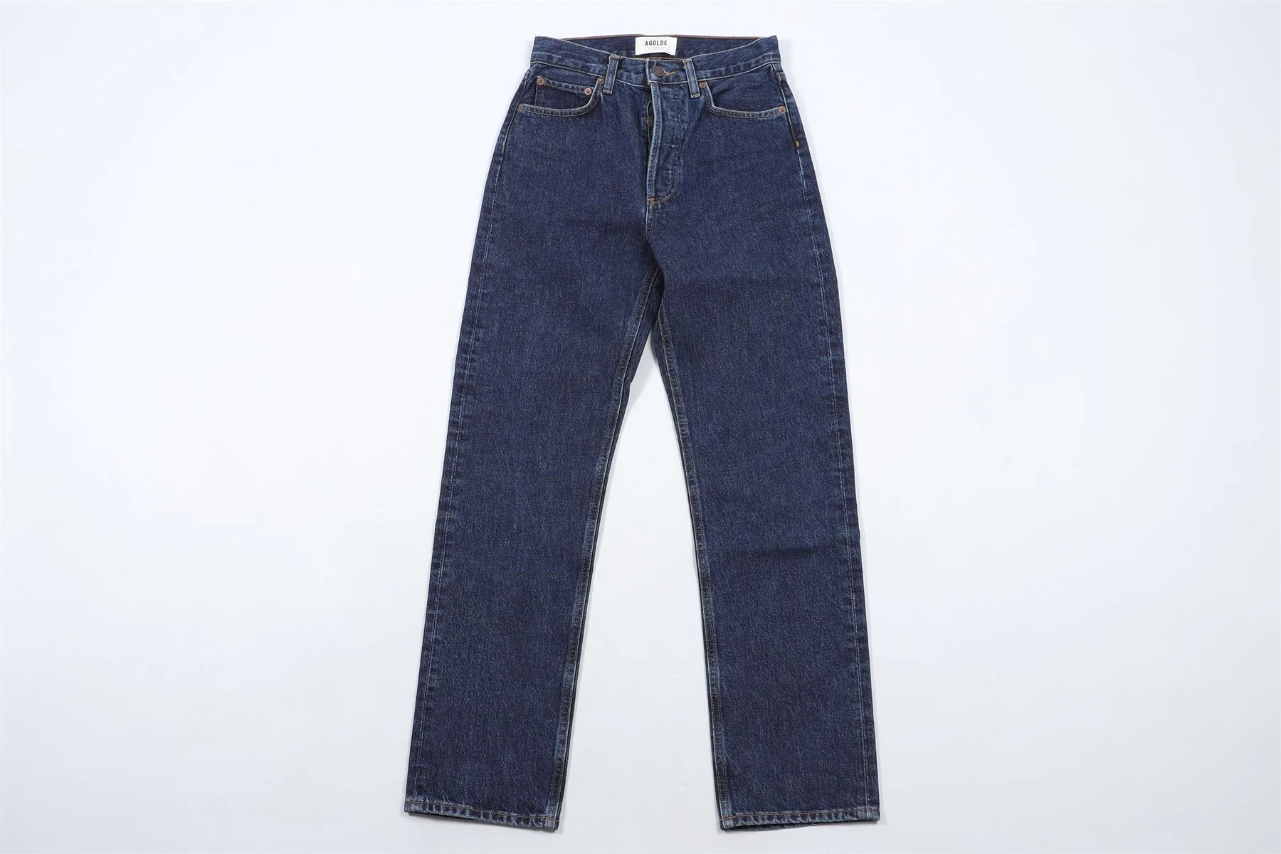 AGOLDE NAVY HIGH RISE WIDE LEG JEANS W24 UK 6 - Image 2