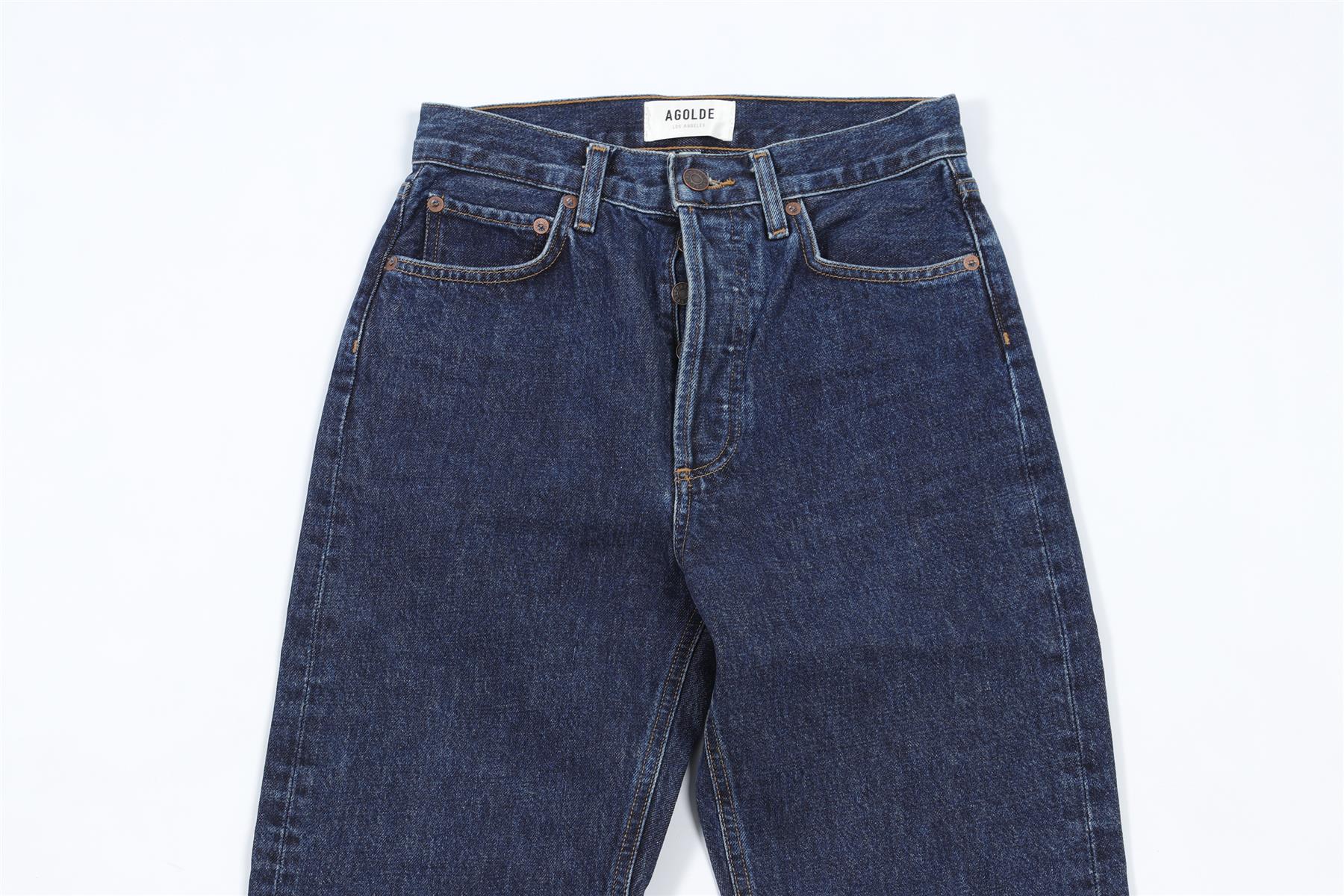 AGOLDE NAVY HIGH RISE WIDE LEG JEANS W24 UK 6 - Image 3