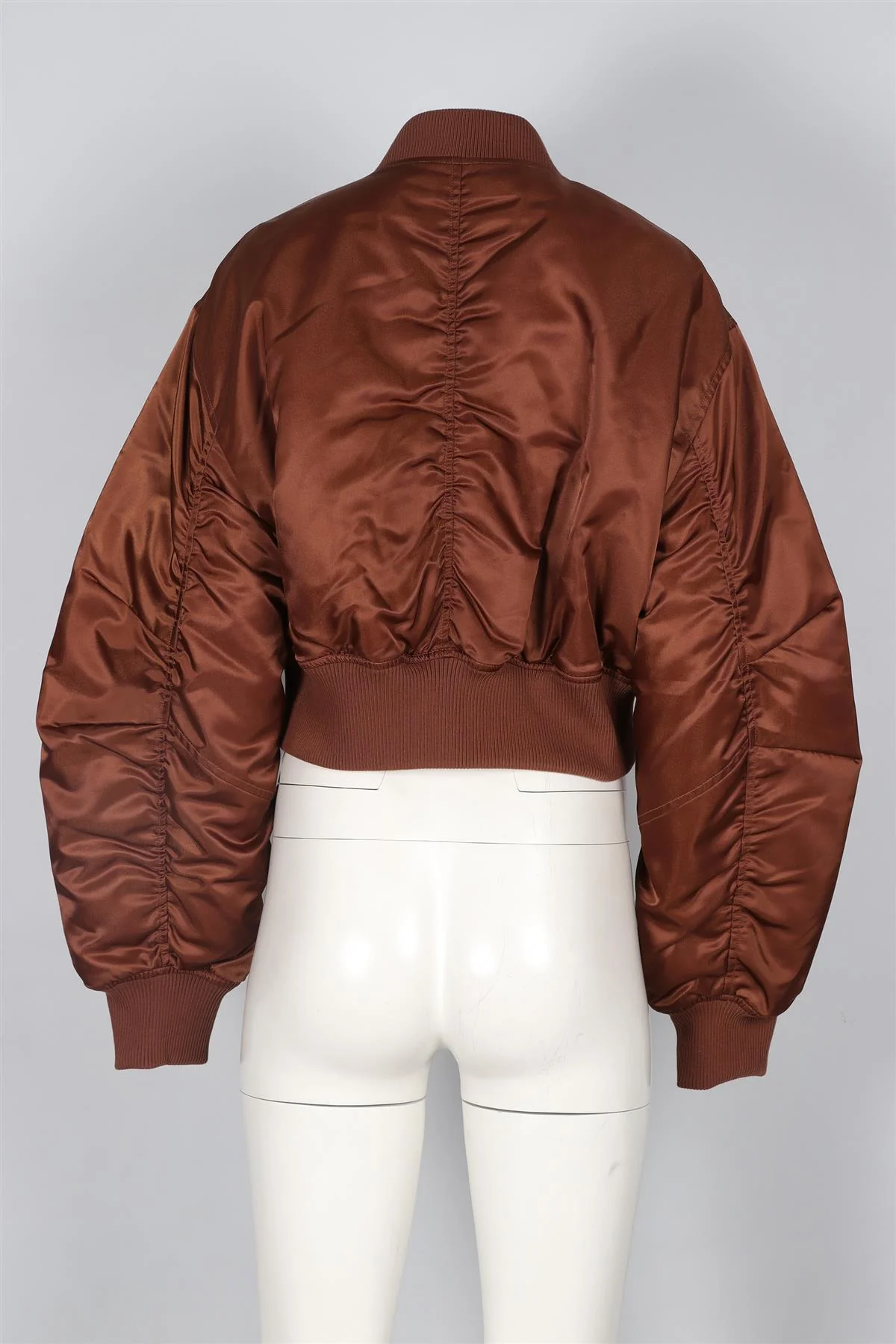 AGOLDE + SHOREDITCH SKI CLUB BROWN SATIN BOMBER JACKET XSMALL - Image 4