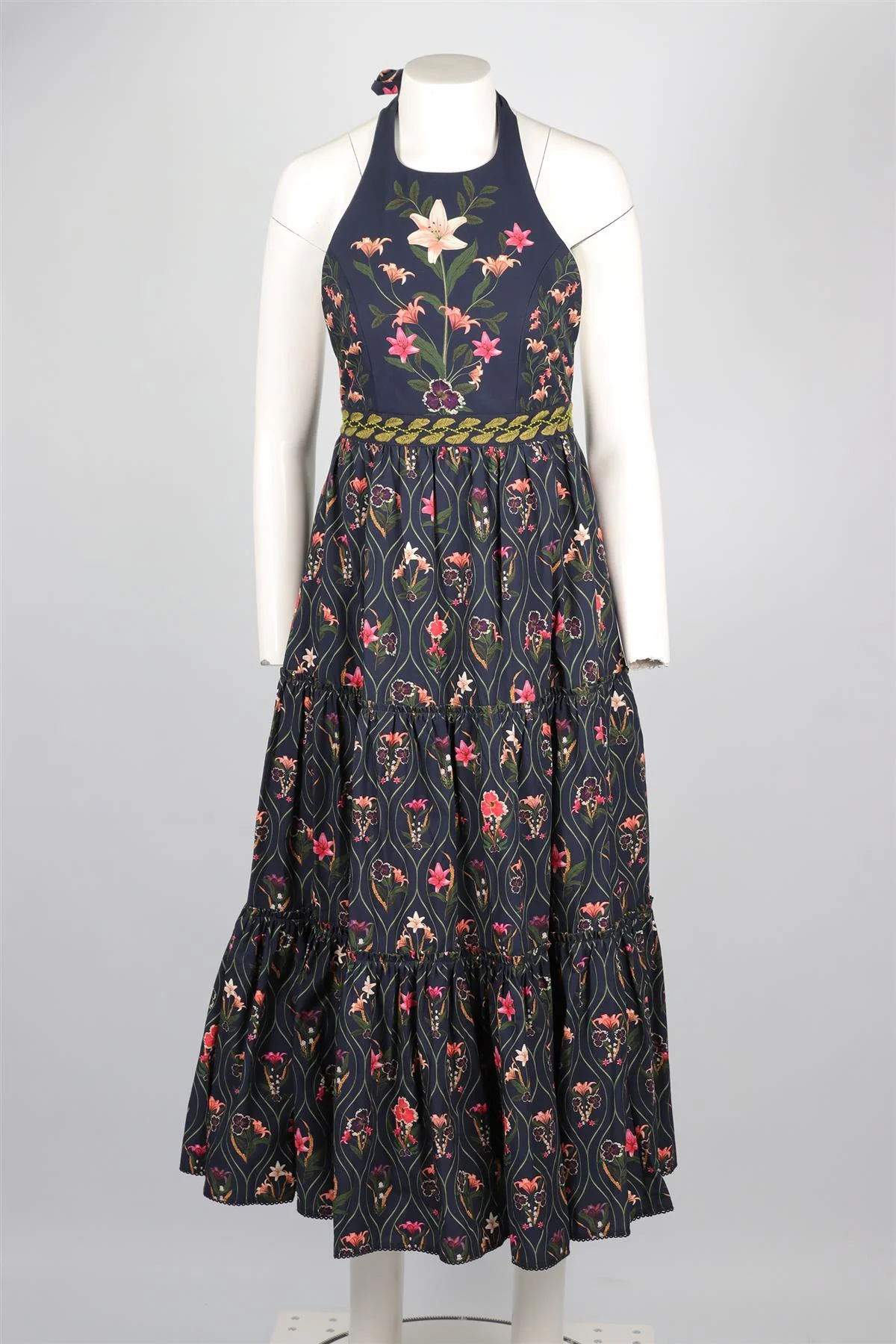 AGUA BY AGUA BENDITA NAVY COTTON MAXI DRESS SMALL - Image 2