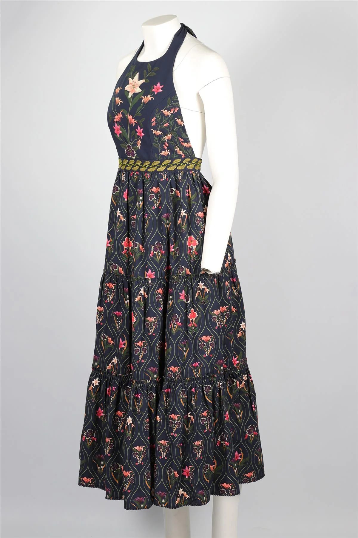 AGUA BY AGUA BENDITA NAVY COTTON MAXI DRESS SMALL - Image 3