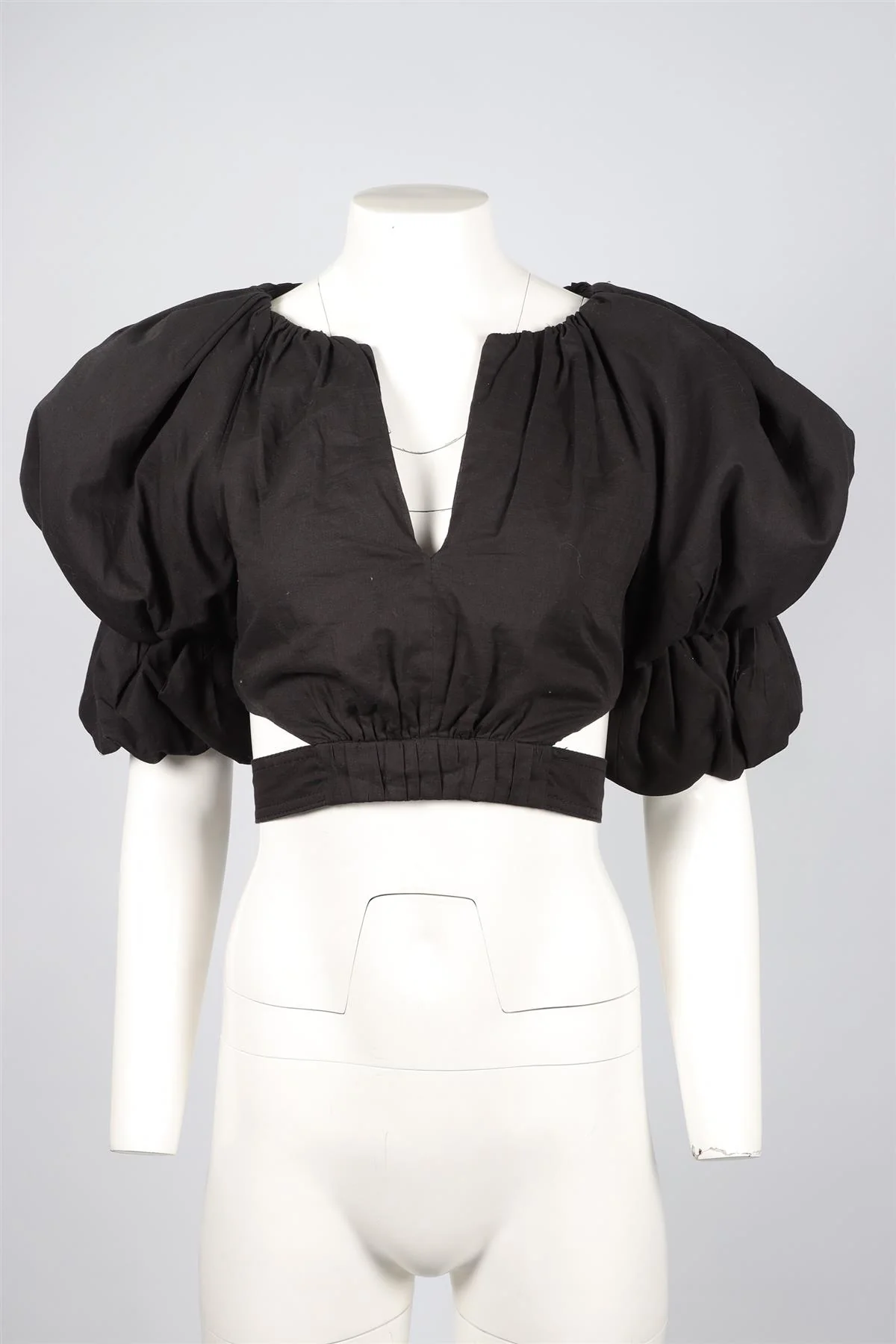 AJE BLACK CROPPED COTTON TOP UK 6 - Image 2