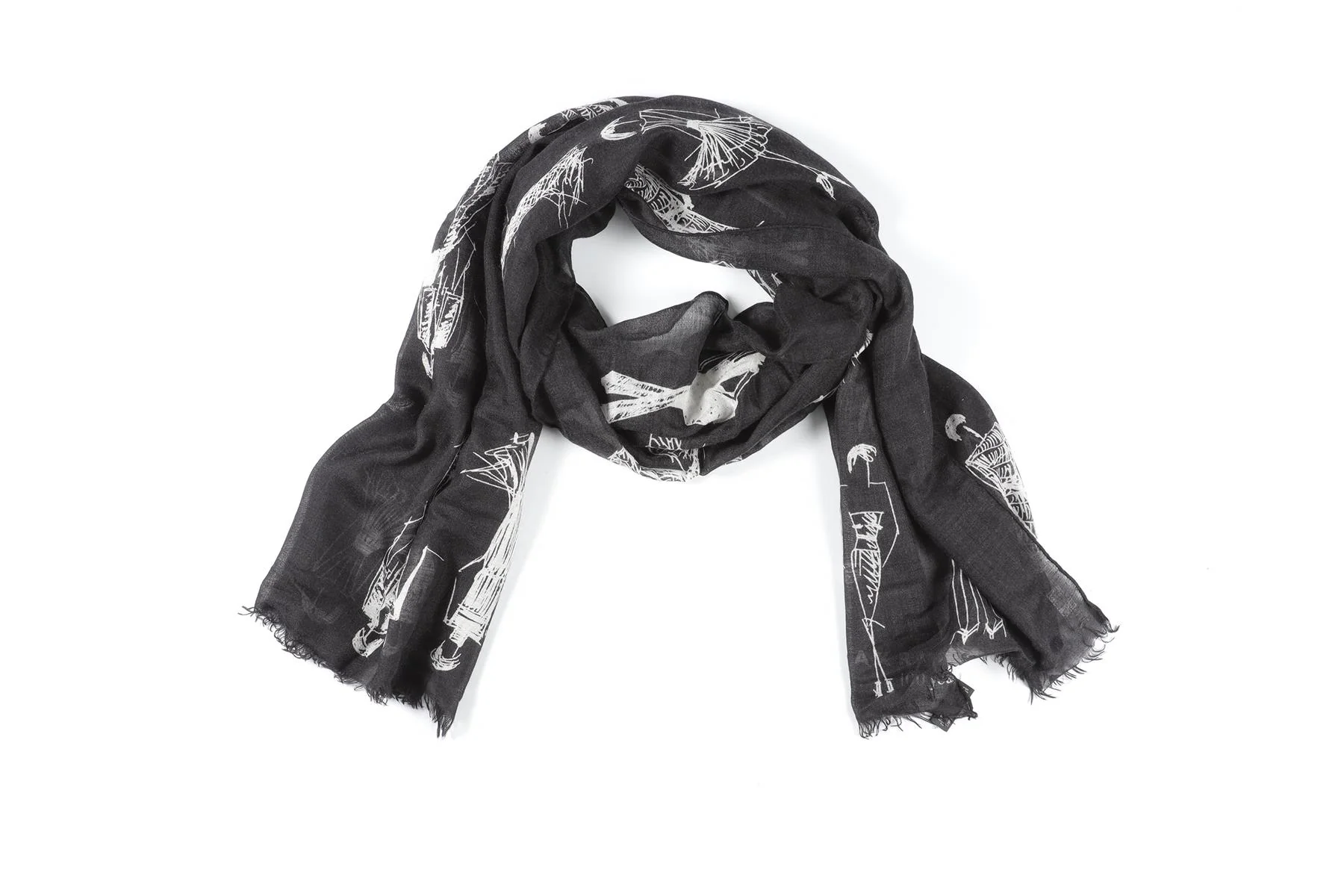 AKRIS BLACK CASHMERE SCARF - Image 2