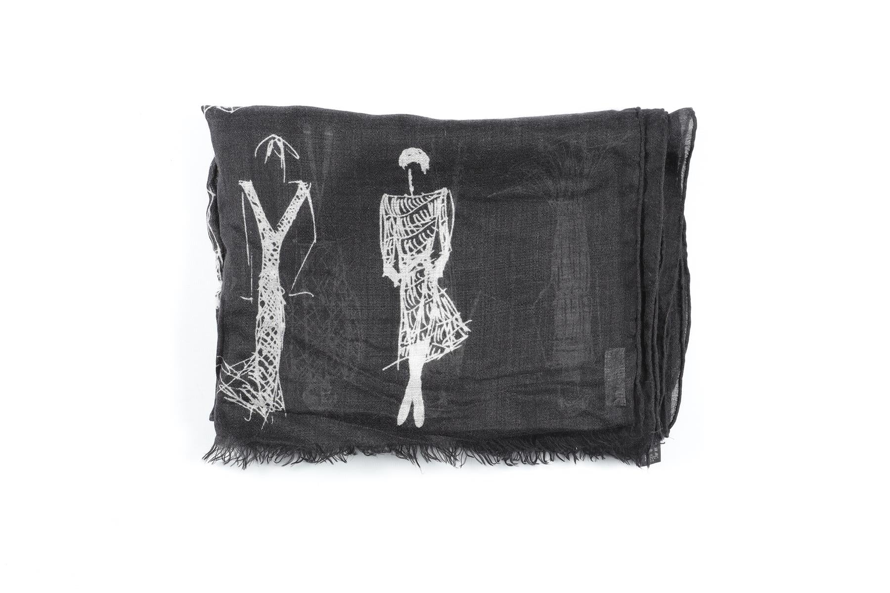 AKRIS BLACK CASHMERE SCARF - Image 3
