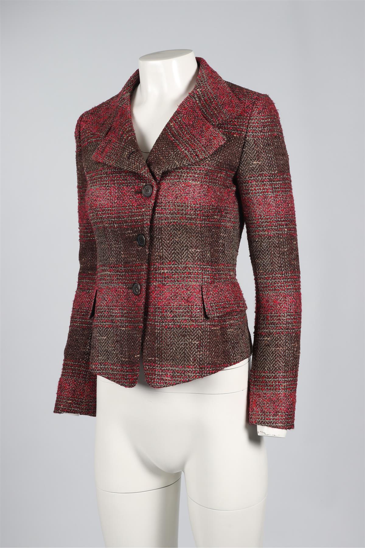AKRIS PINK AND BROWN TWEED BLAZER SMALL - Image 3
