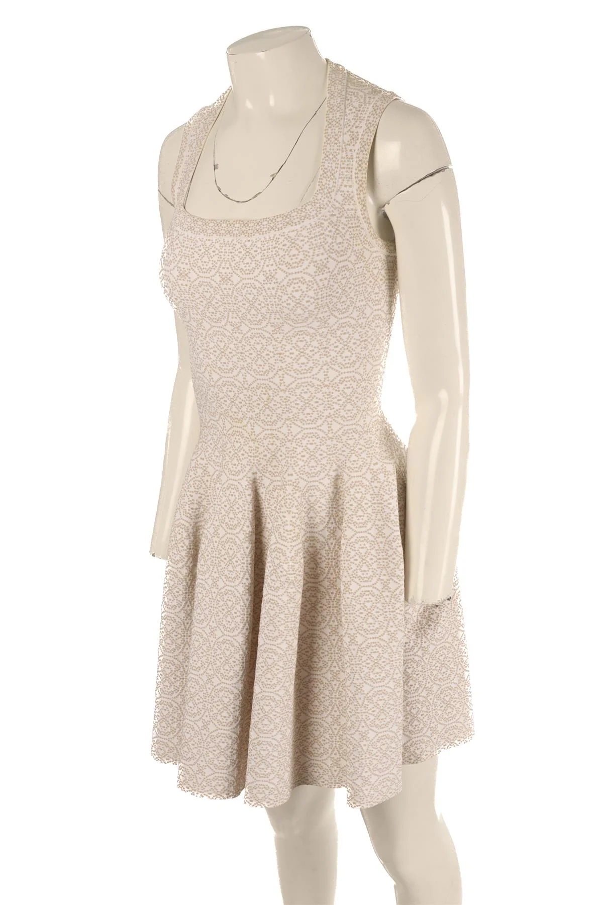 ALAÏA BEIGE KNIT MINI DRESS FR 42 UK 14 - Image 3
