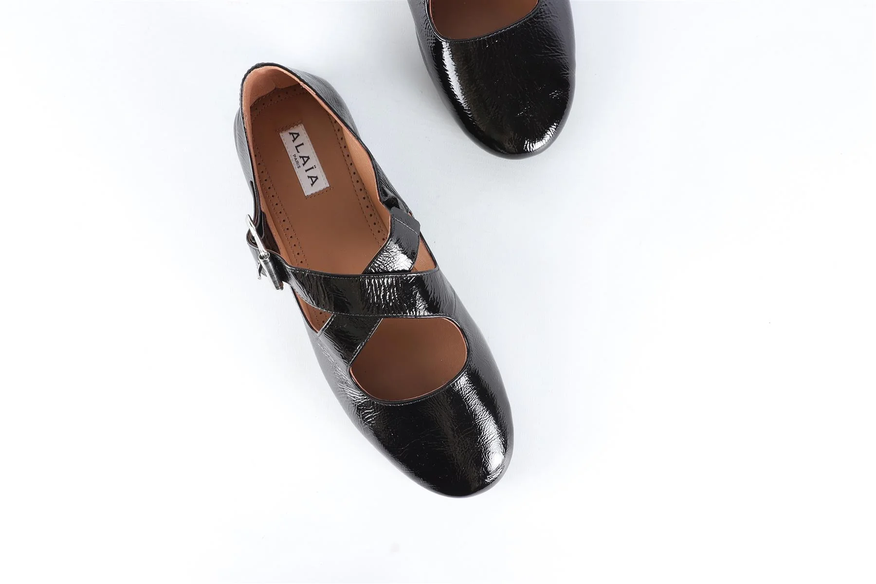 ALAÏA BLACK CRISS CROSS LEATHER BALLET FLATS EU 38 UK 5 US 8 - Image 4