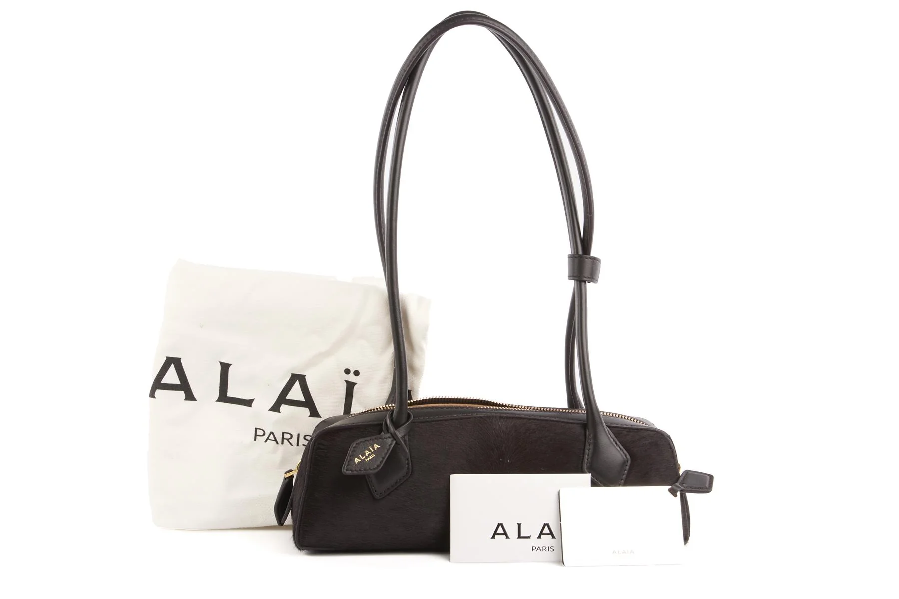 ALAÏA BLACK LE TECKEL SMALL CALF HAIR SHOULDER BAG - Image 11