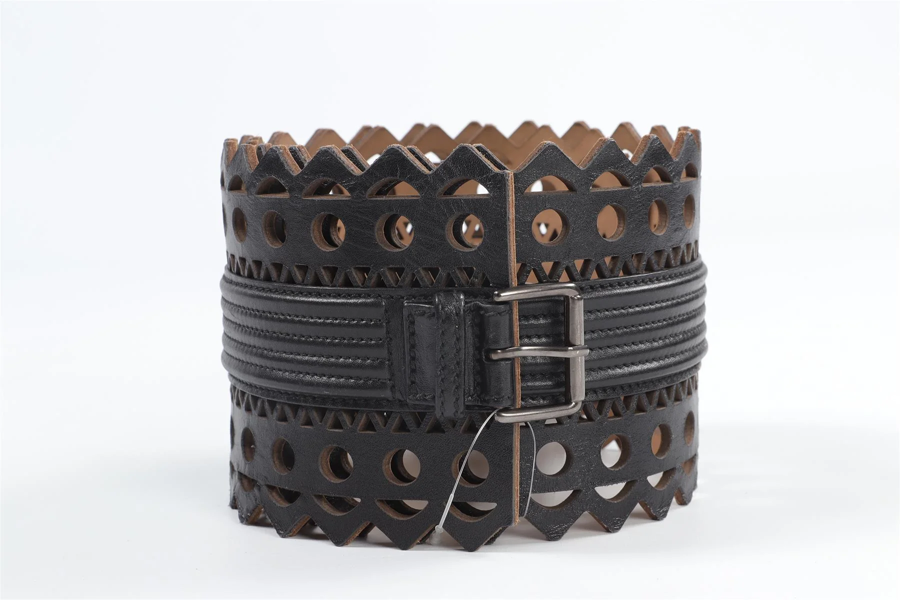 ALAÏA BLACK LEATHER WAIST BELT 75 CM - Image 2